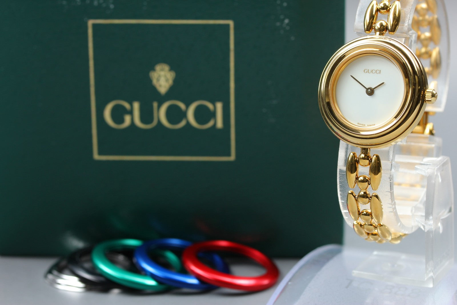 [Overhauled] Gucci Change Bezel 11/12.2 Gold  Women's Quartz Watch Vintage Box