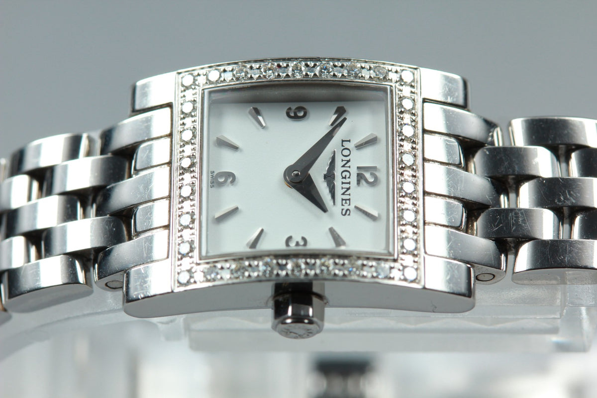 LONGINES Dolce Vita L5.161.0 Quartz Diamond Bezel White Women's Watch 16mm JAPAN