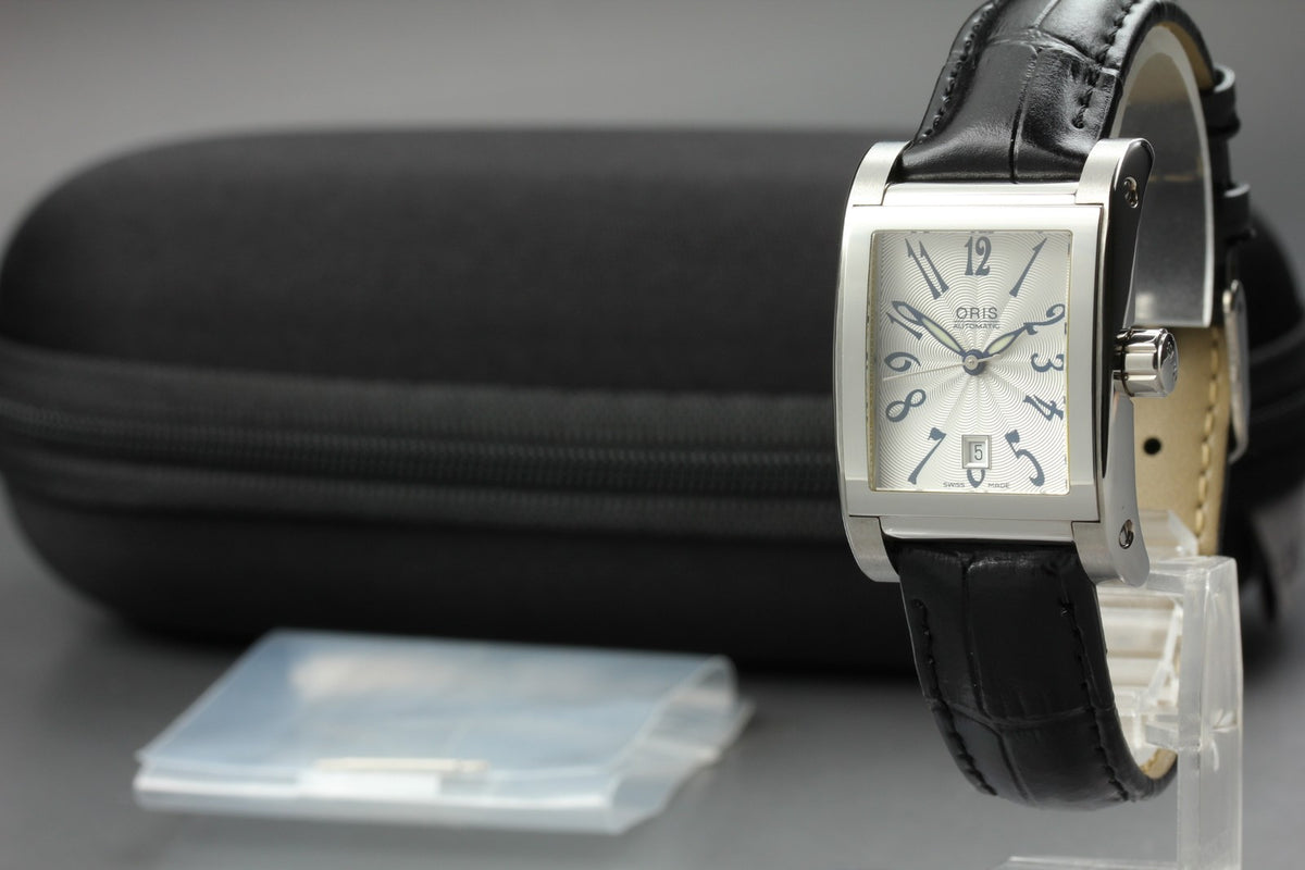 ORIS Rectangular 7526 Automatic Date Silver Dial Men's Watch 24mm From JAPAN