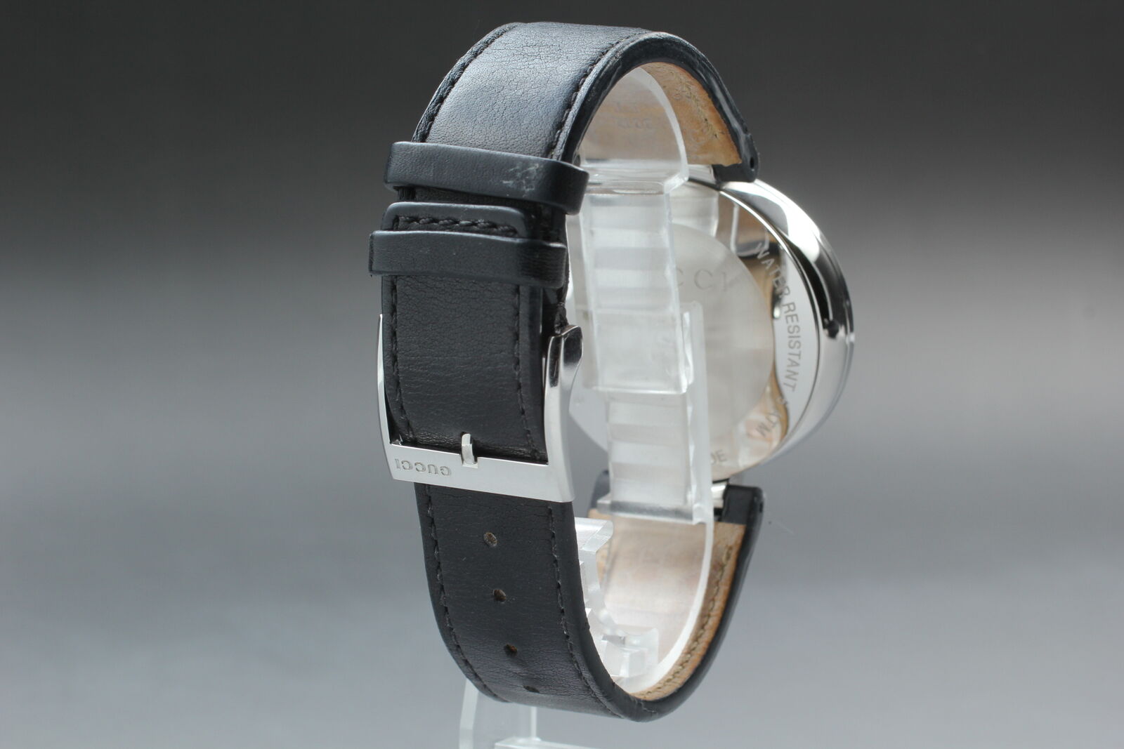 New Battery [Exc+5] GUCCI Interlocking 133.2 Black Silver Men's Qz Watch JAPAN