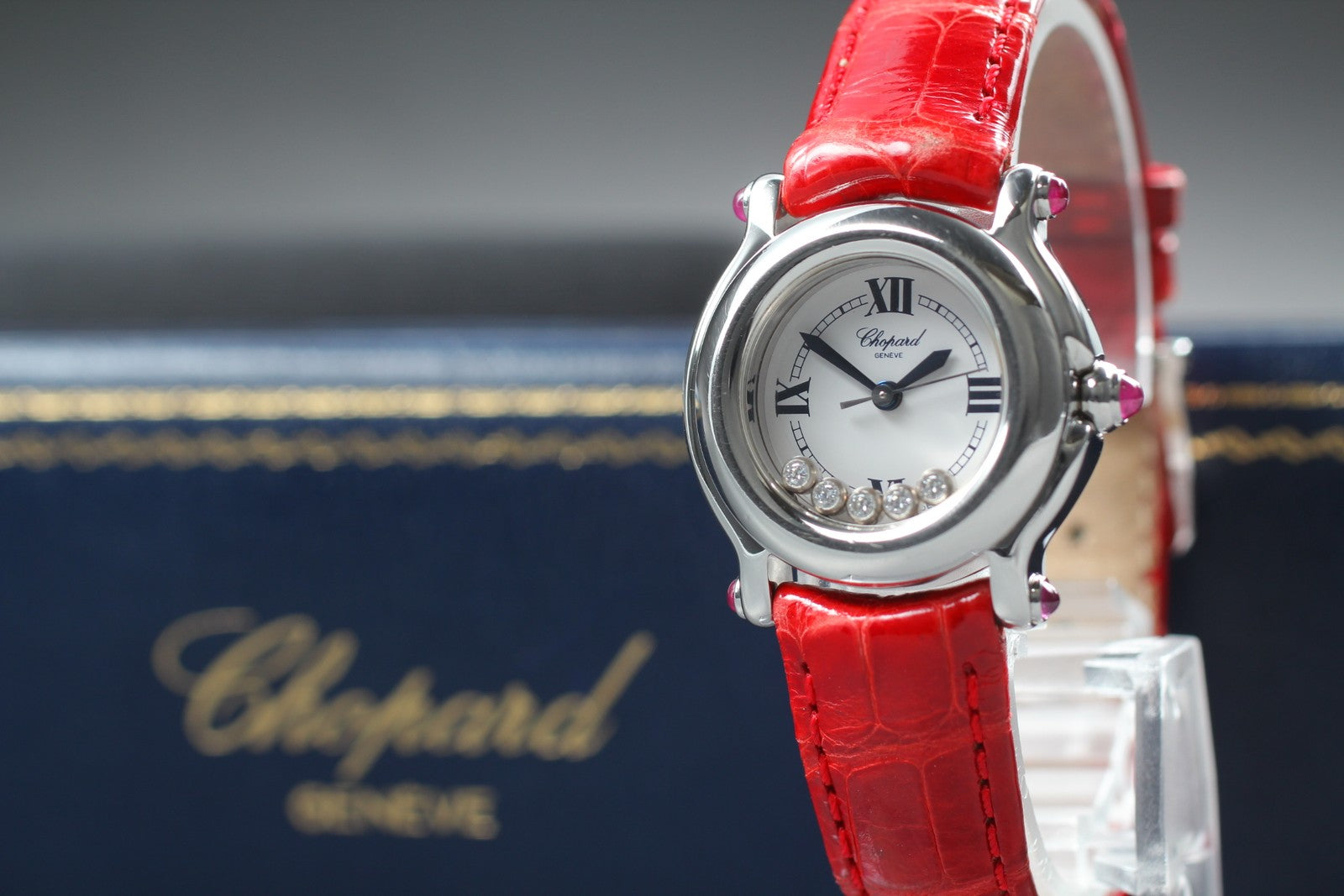 [Exc+5 Box] Chopard Happy Sport 27/8245-21 Red Diamond Quartz Women’s Watch