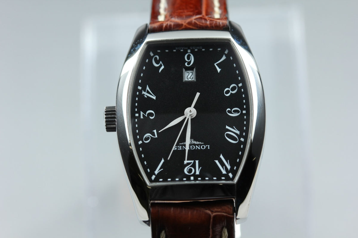 LONGINES evidenza L2.155.4 Quartz Black Dial Date Women's Watch 25mm JAPAN Box