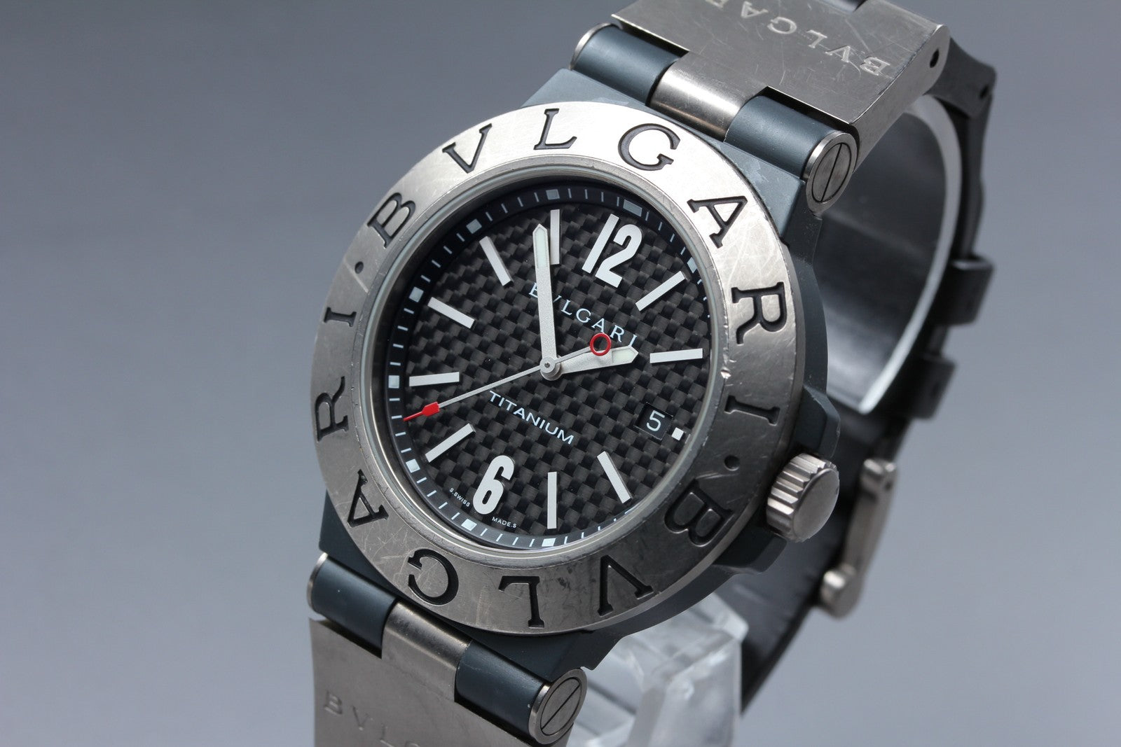BVLGARI Diagono Titanium TI44TA Automatic Date Men's Watch 44mm JAPAN Exc+5*Box