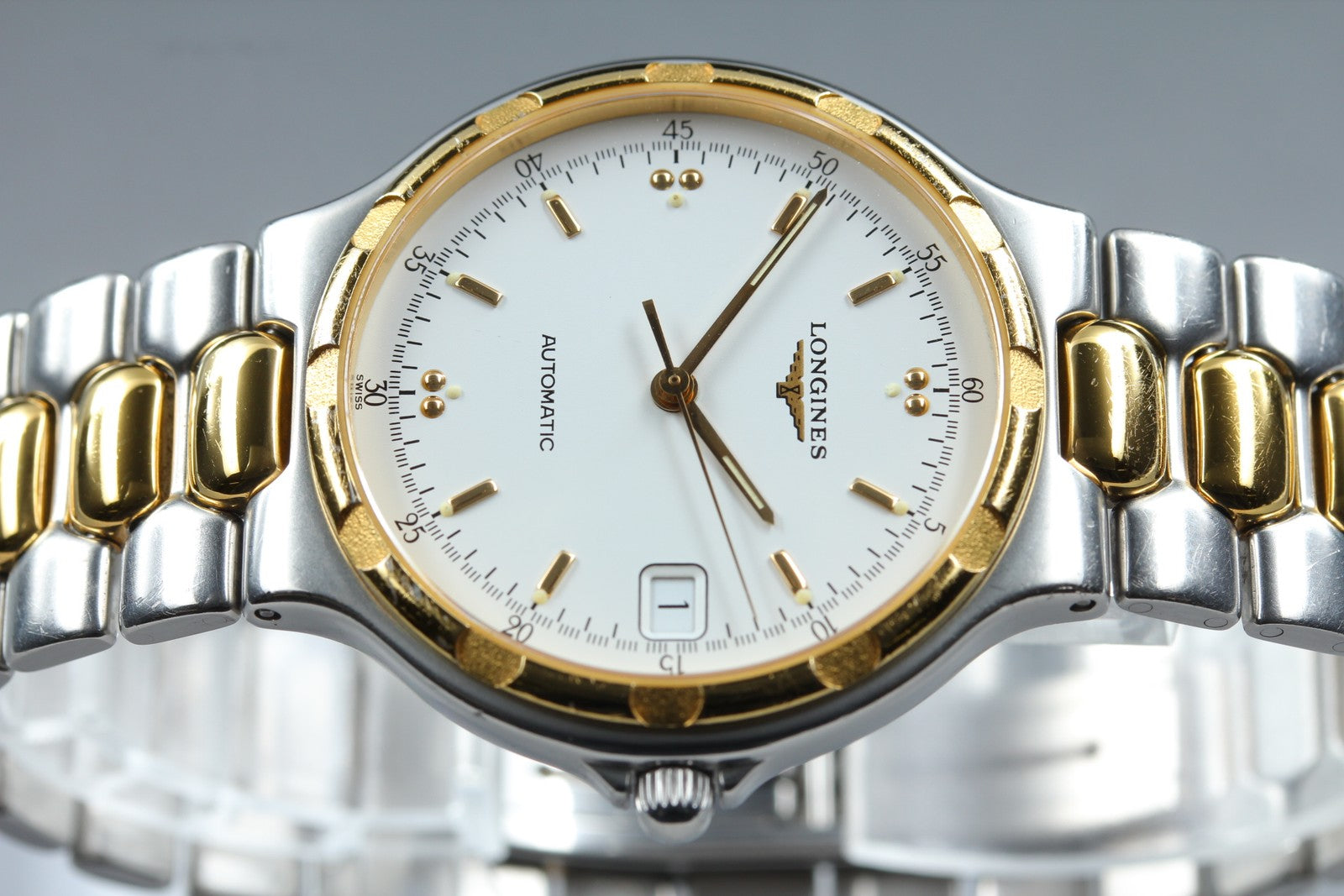 Longines Conquest L1.620.3 Date 35mm Automatic Gold Silver Men's Watch