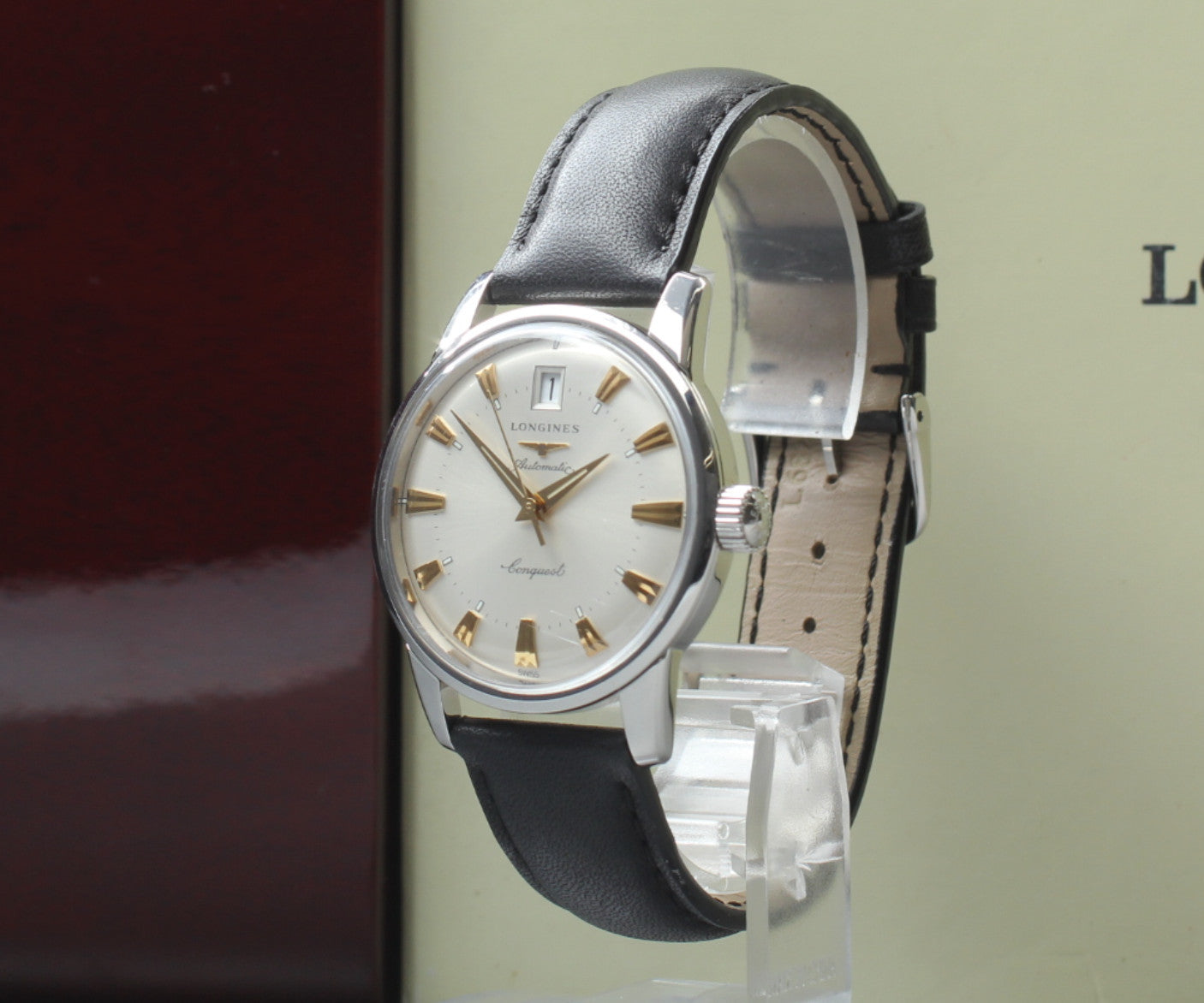 Longines Conquest Heritage L1.611.4 34mm Silver Black Automatic Mens Watch [Box]