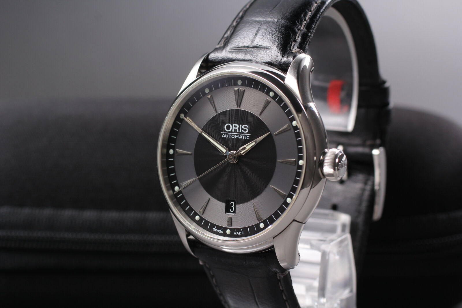 [Exc+5] ORIS Artelier 7591 Date Black Dial Automatic Men's Watch From JAPAN