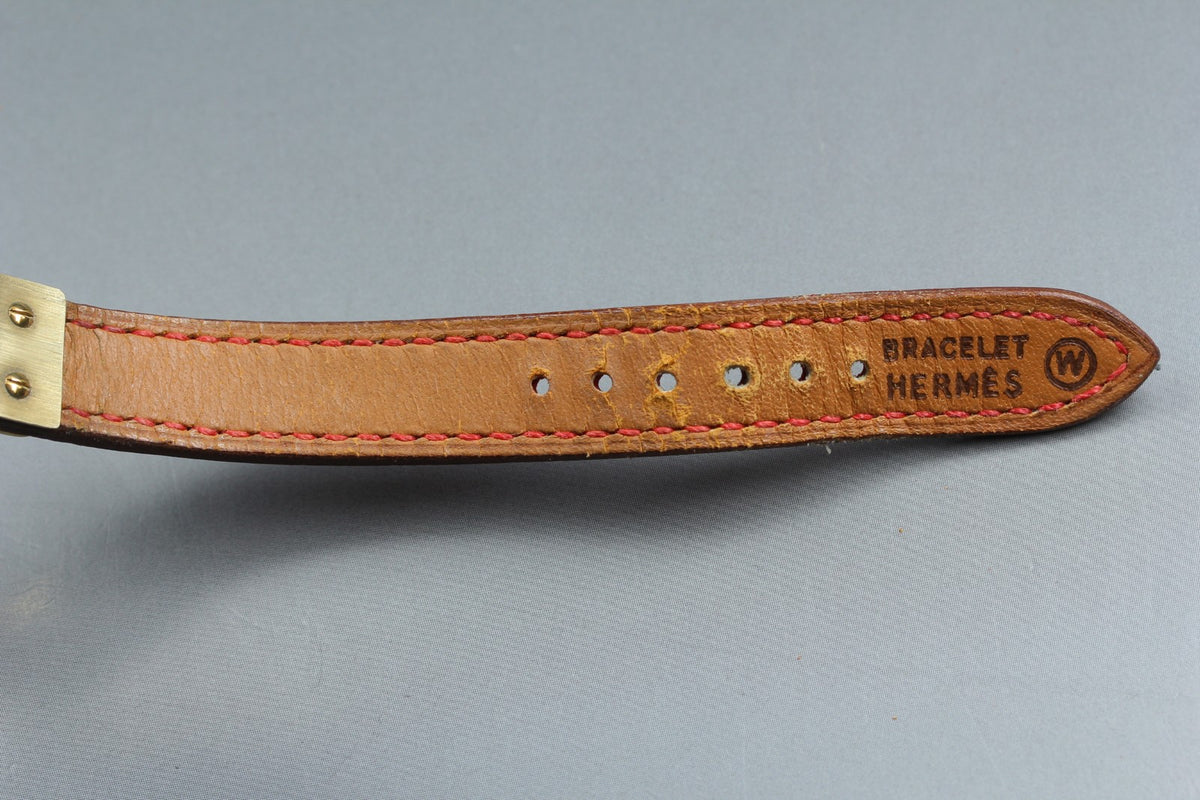 [Overhauled] HERMES Kelly Watch Gold Dial Red Leather "W" Woman's Watch Quartz