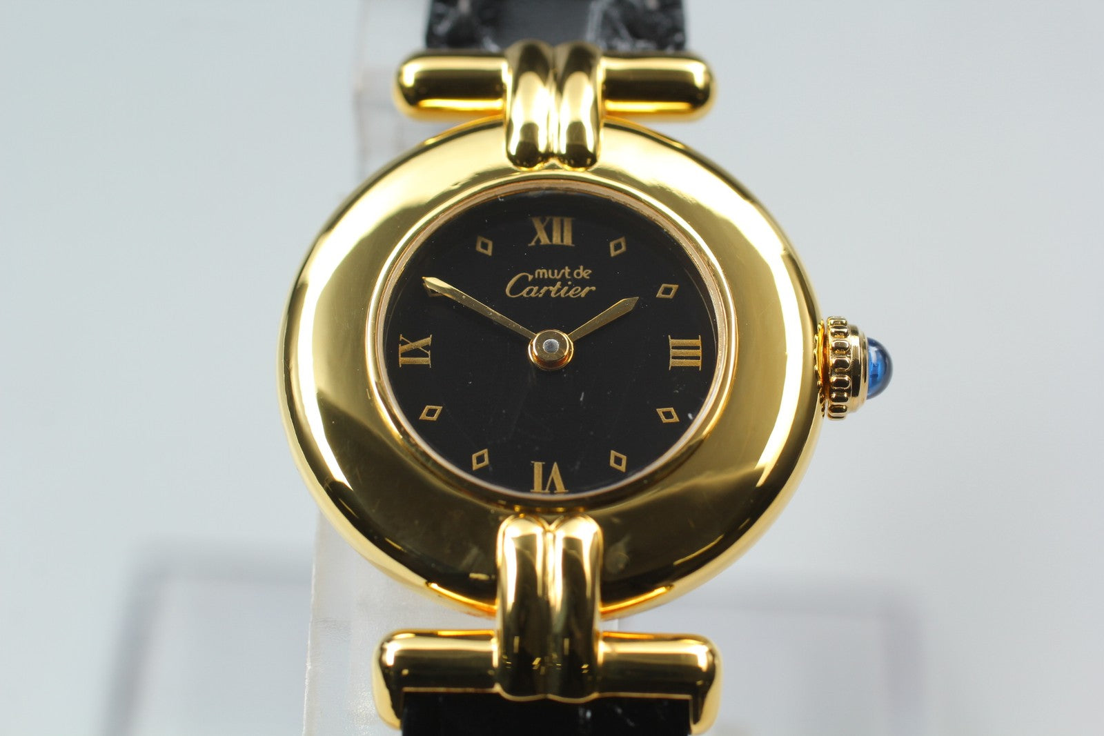 Vintage [Near MINT] Cartier Must Colisee Vermeil 590002 Black Women's Qz Watch