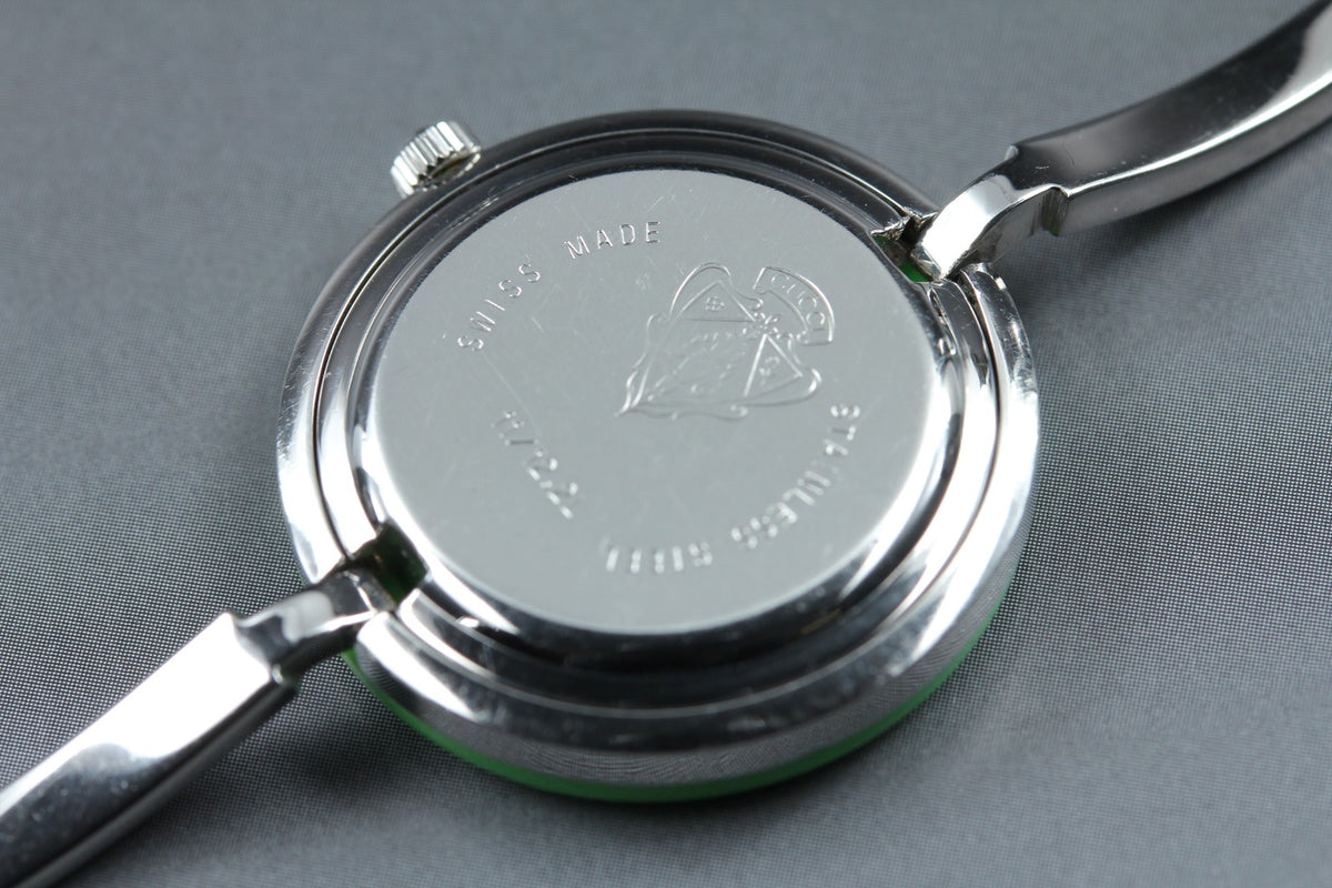 Vintage Gucci Change Bezel 11/12.2L Light Green Bezel Silver Women's Qz Watch