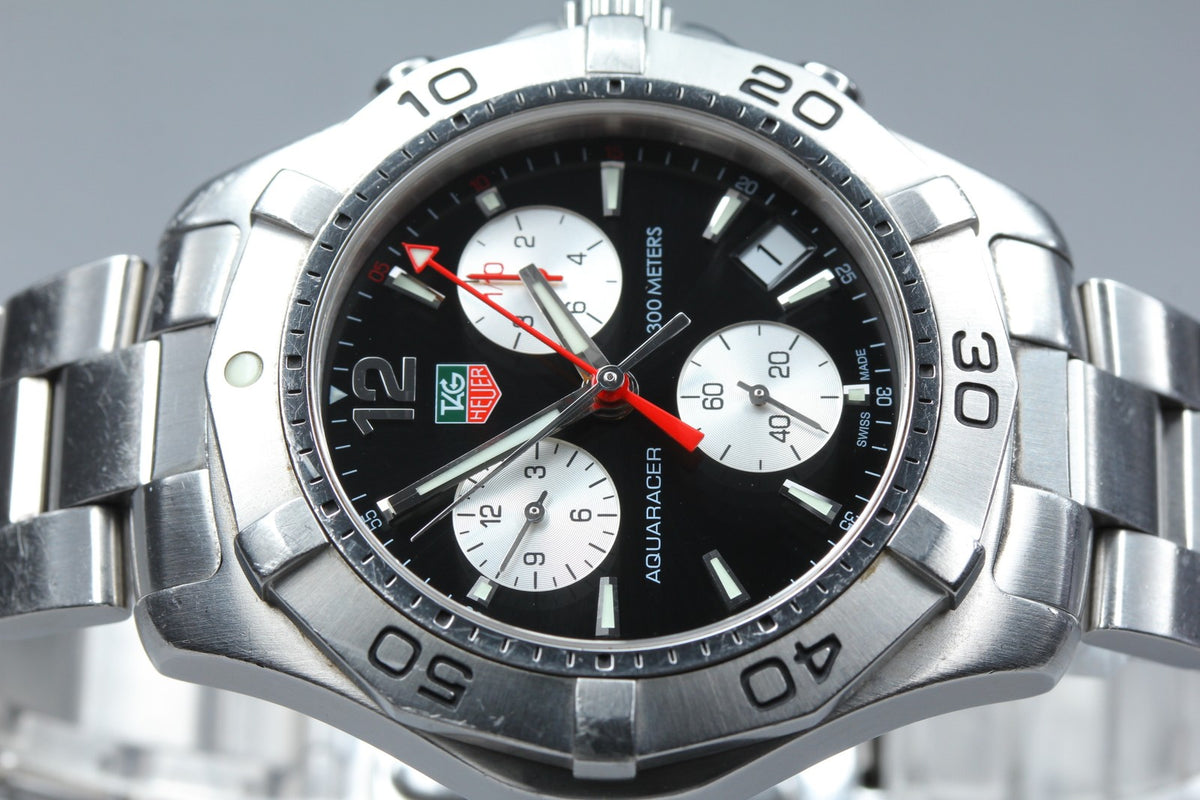 TAG Heuer Aquaracer CAF1110 Chronograph Black Quartz Men's Watch 42mm Box