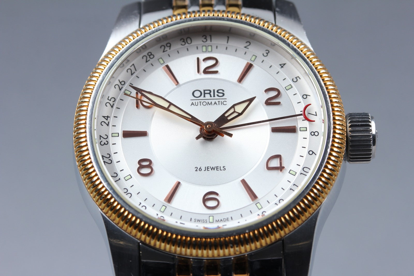 [Exc+5] ORIS Big Crown Pointer Date 7628 Silver Gold Automatic Men's Watch JAPAN