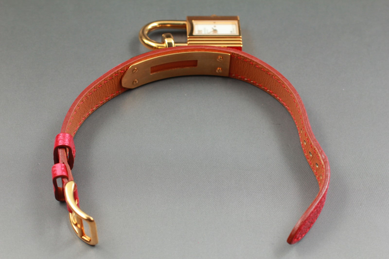 Vintage [Exc+5 Box] HERMES Kelly Watch Gold Red "B" Woman's Quartz Watch JAPAN