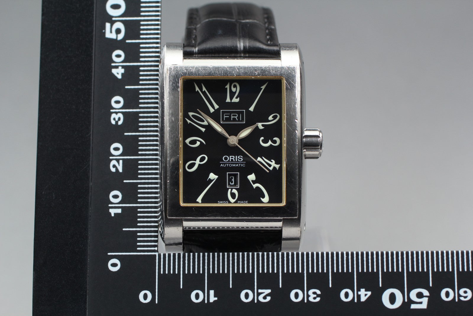 [Exc+4] ORIS Ractangular 585-7525-40-02 Black Automatic Men's Watch 30mm JAPAN