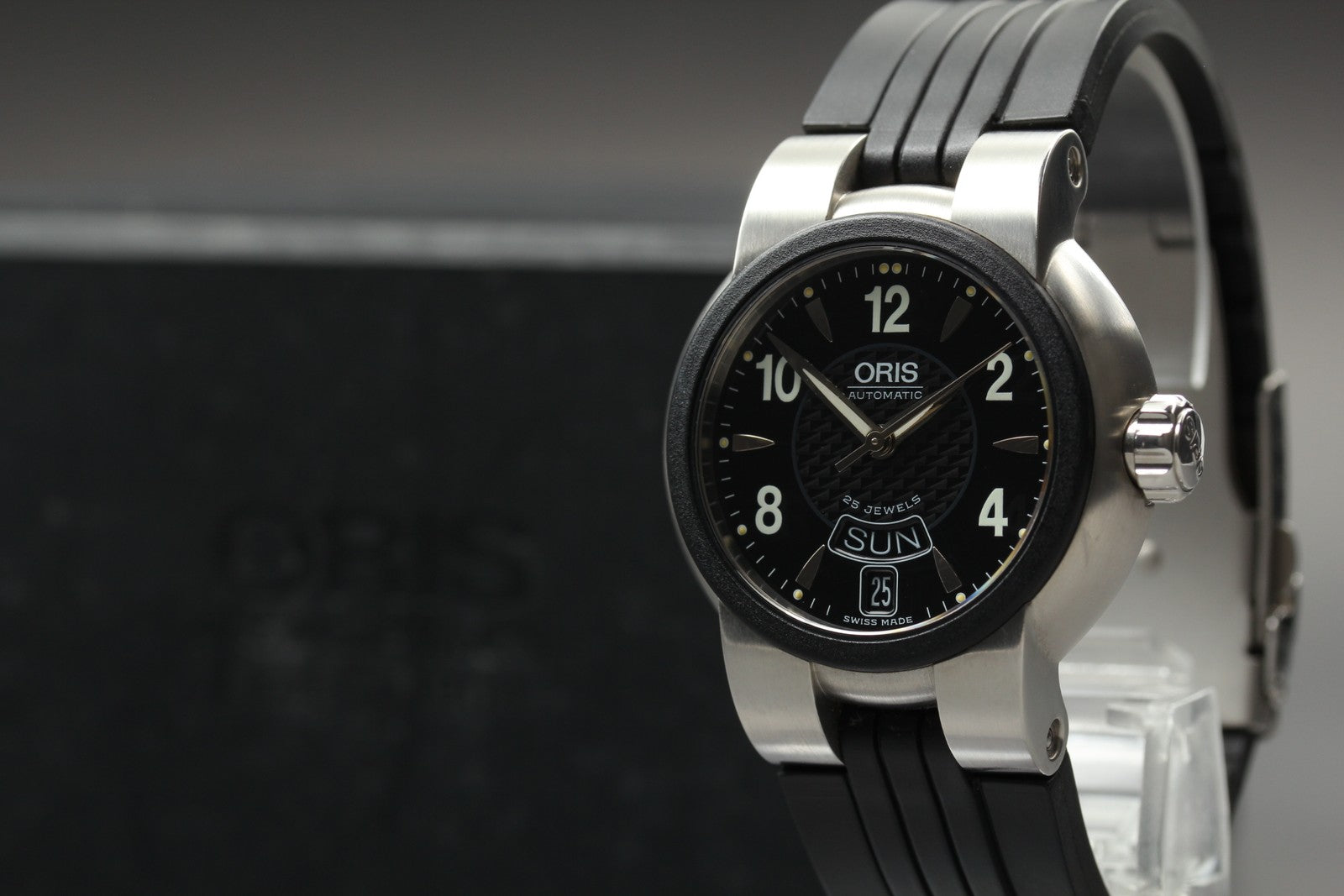 Exc+5*Box ORIS TT1 7523-44 Black Dial Automatic Day/Date Boy's Watch 37mm JAPAN