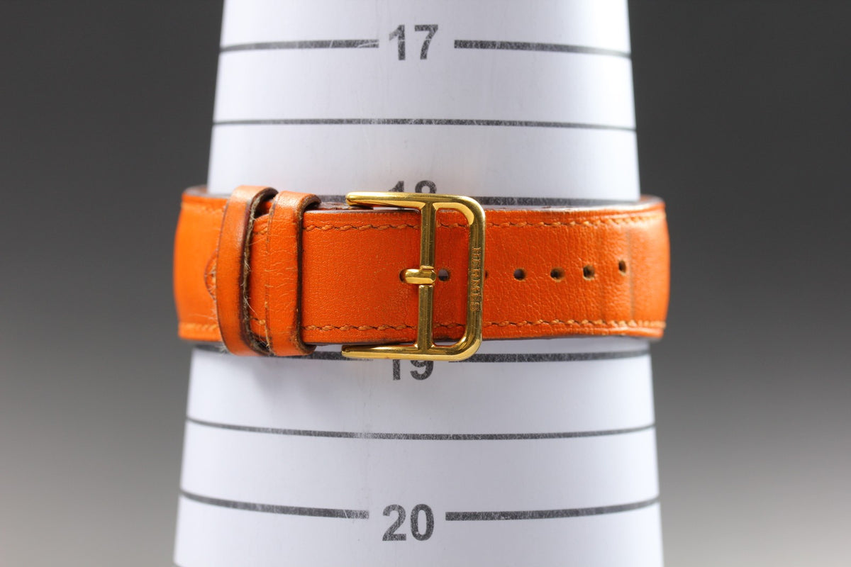 HERMES H Watch HH1.801 White Dial Gold Orange Leather Man's Watch Quartz