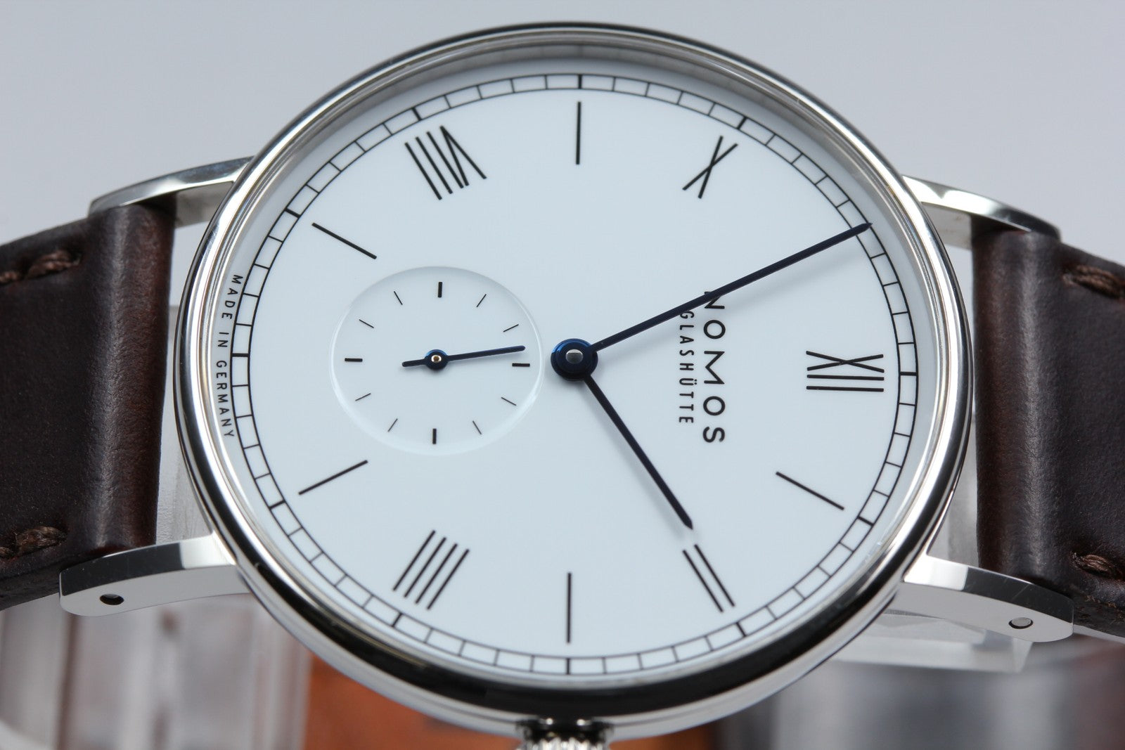 NOMOS GLASHÜTTE Ludwig 38 Small Second Manual Wind White Brown Men's Watch [Box]