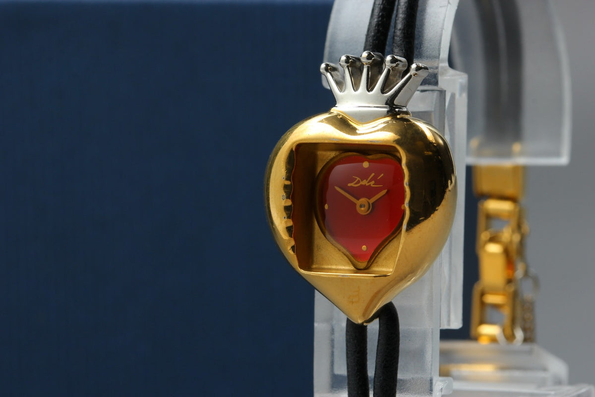 Salvador Dali Royal Heart 19mm Gold Red Dial Women's Quartz Watch JAPAN