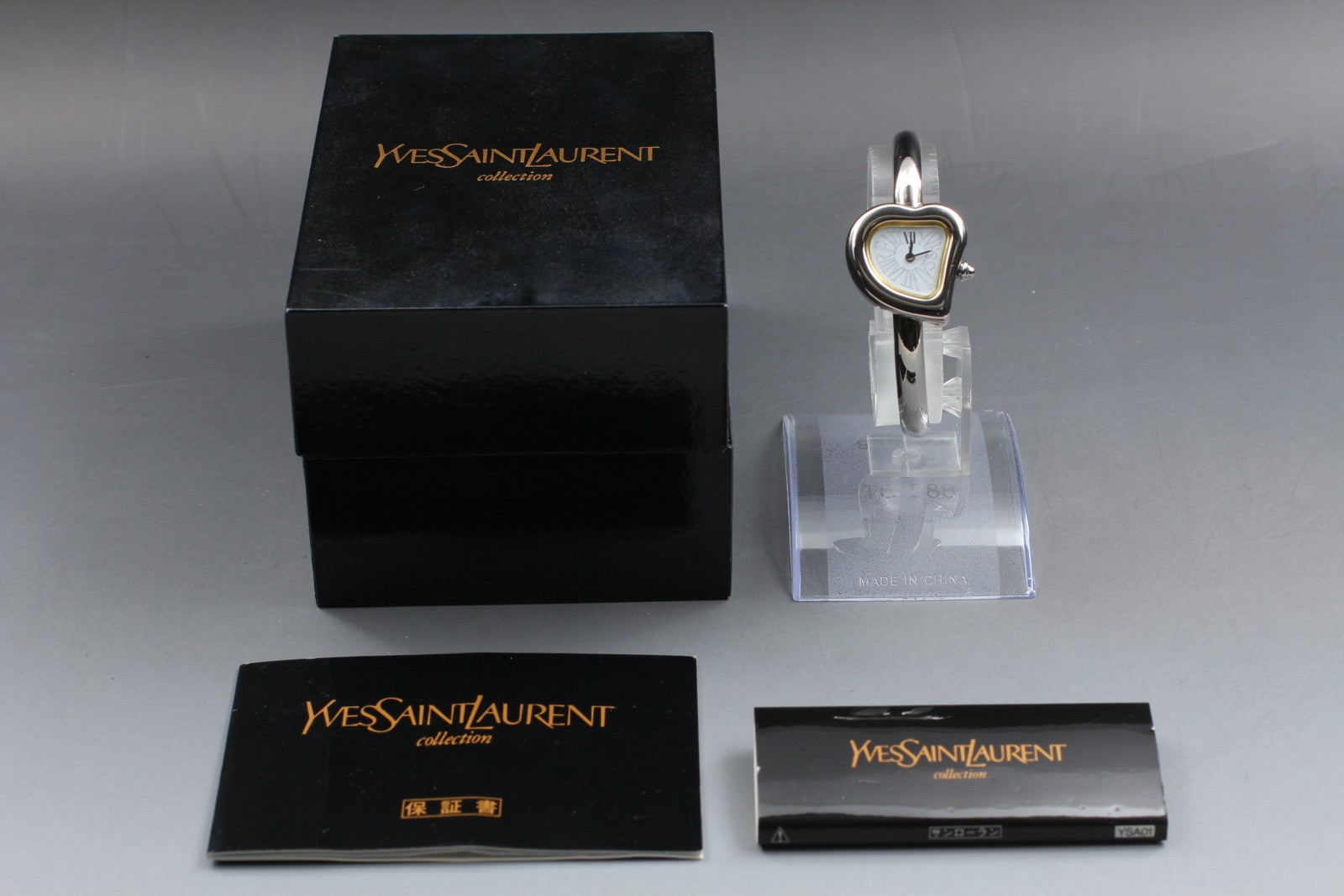 [Exc+5 Box] Yves Saint Laurent Heart 40th Anniversary Silver Qz Women's Watch