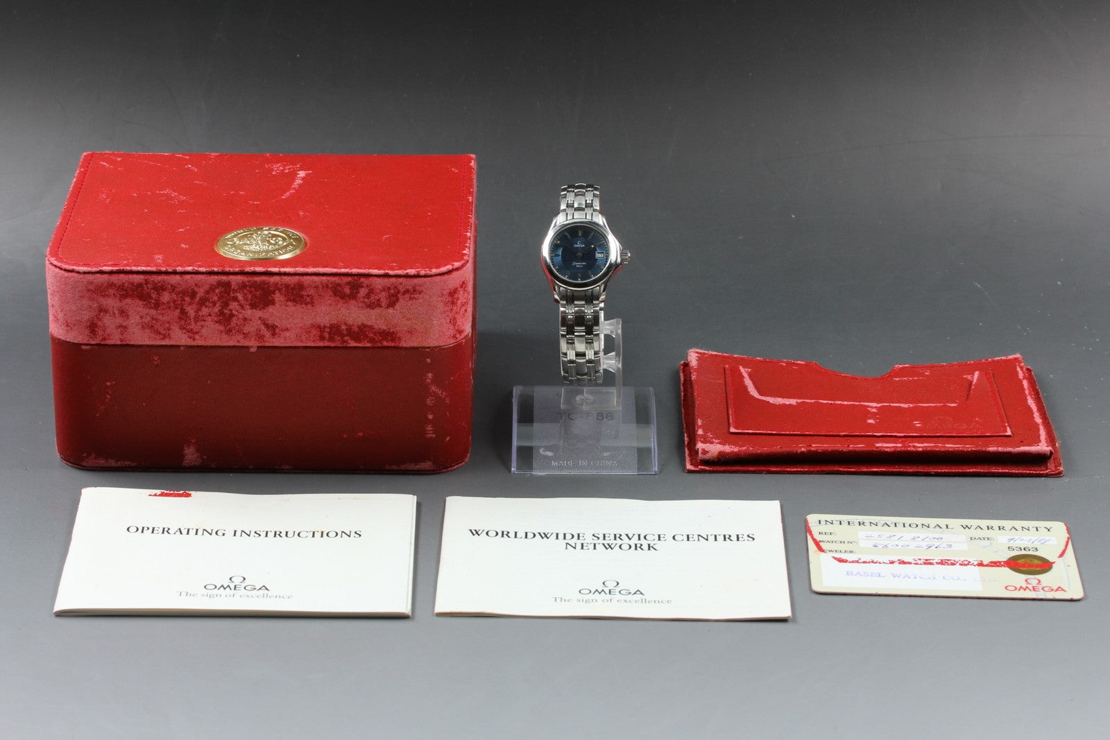 Vintage OMEGA Seamaster 120m 2581.81 Blue Quartz Women's Watch 26mm  JAPAN Box