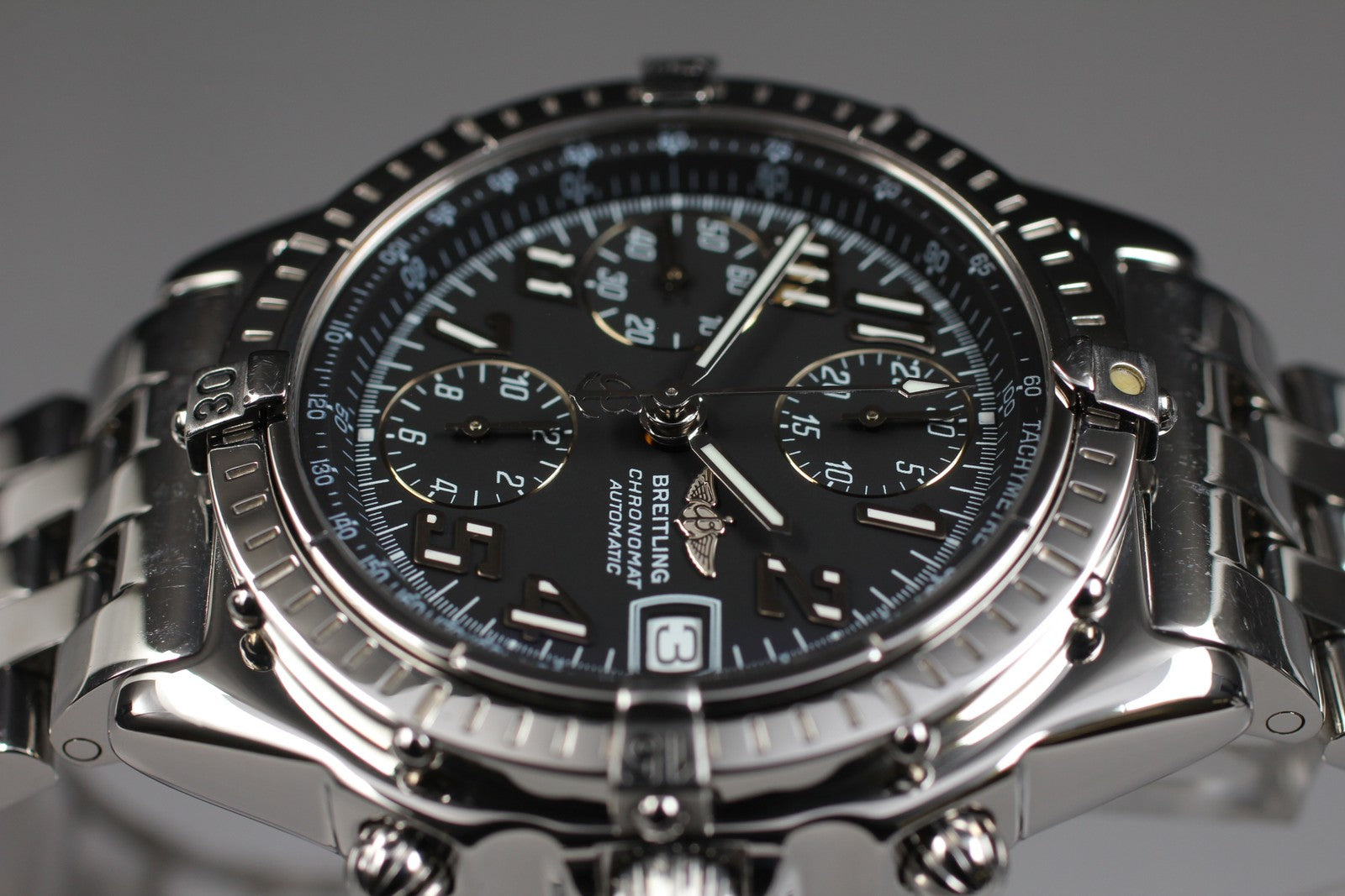 [Exc+5] Breitling Chronomat A13050.1 Black Dial Automatic 39mm Men's Watch JAPAN