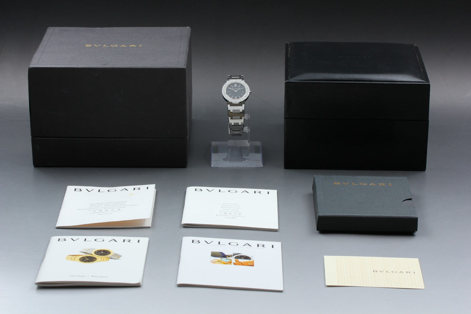 New Batt BVLGARI BB26SS Black Dial Quartz Date Women's Watch  26mm Used JAPAN