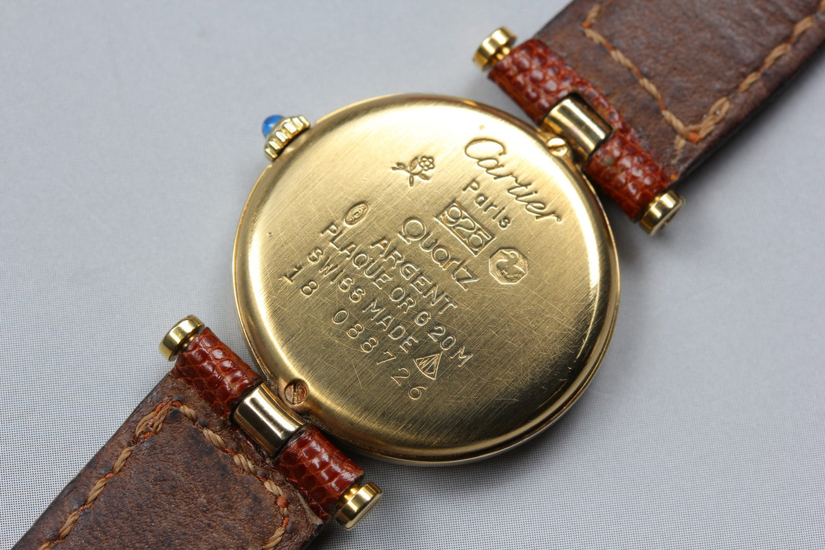 Cartier Must Vendome Vermeil Gold Brown 24mm Women's Quartz Watch Vintage [Box]