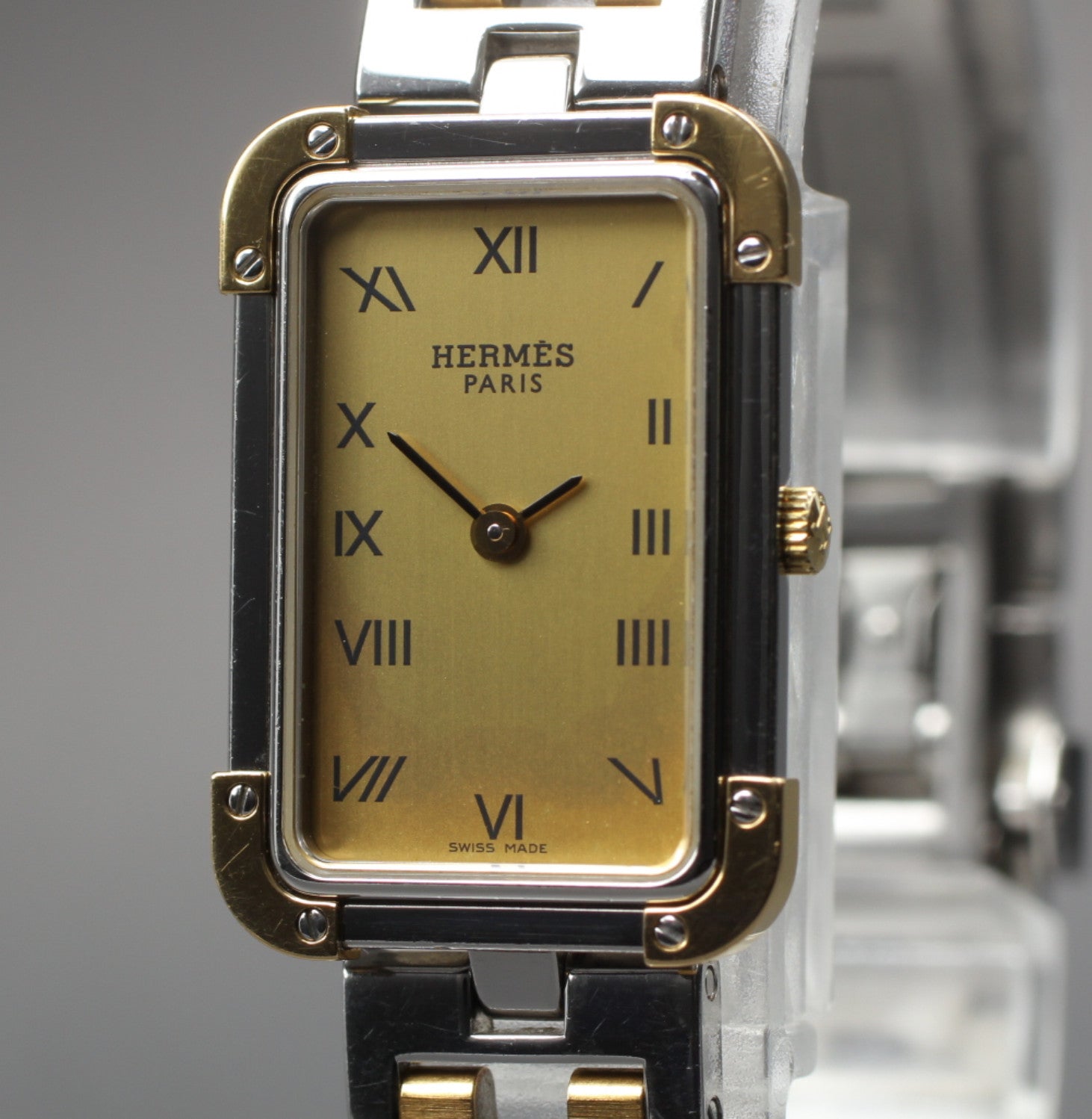 Vintage [Exc+5] HERMES Croisiere CR1.220 Gold Dial 18mm Women's Quartz Watch