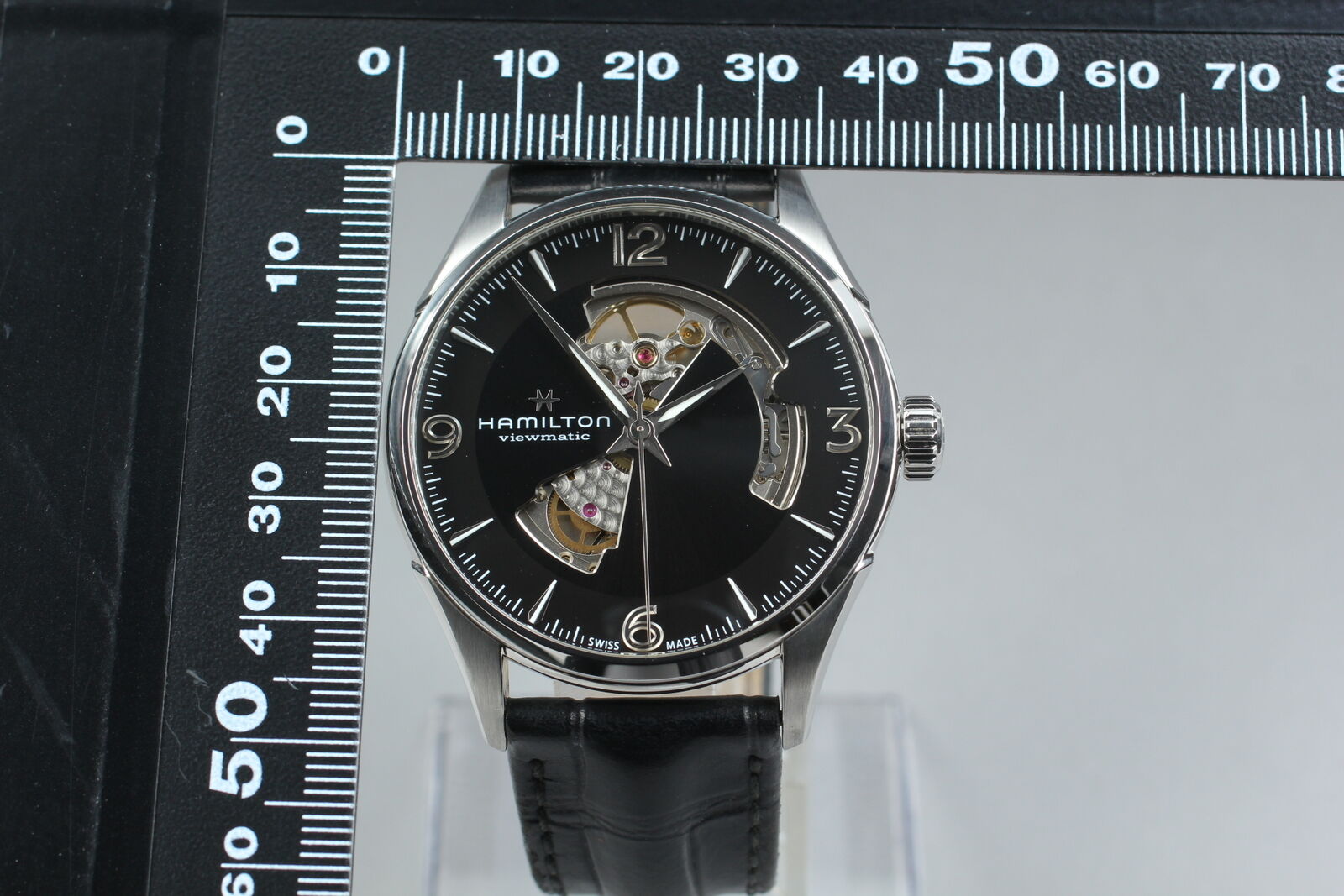 [Exc+5 Box] HAMILTON Jazzmaster H327050 Open Heart Black Automatic Mens Watch JP