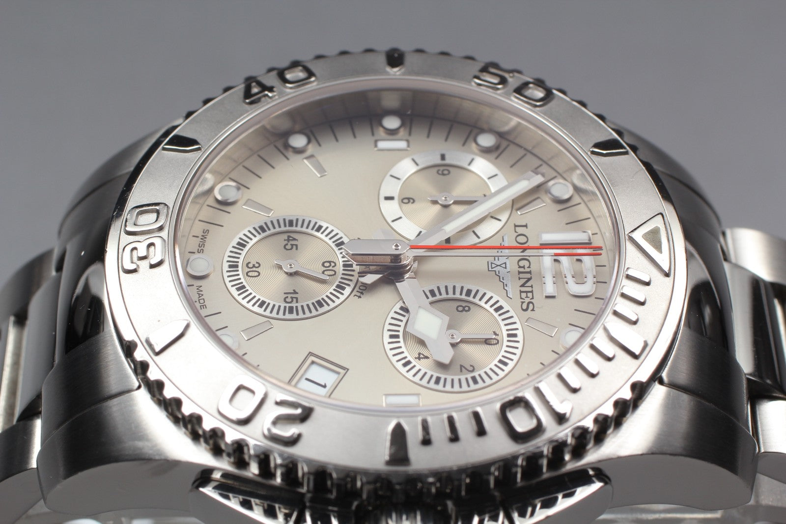 [Exc+5] LONGINES HydroConquest L3.672.4 Silver 40mm Qz Chronograph Men's Watch