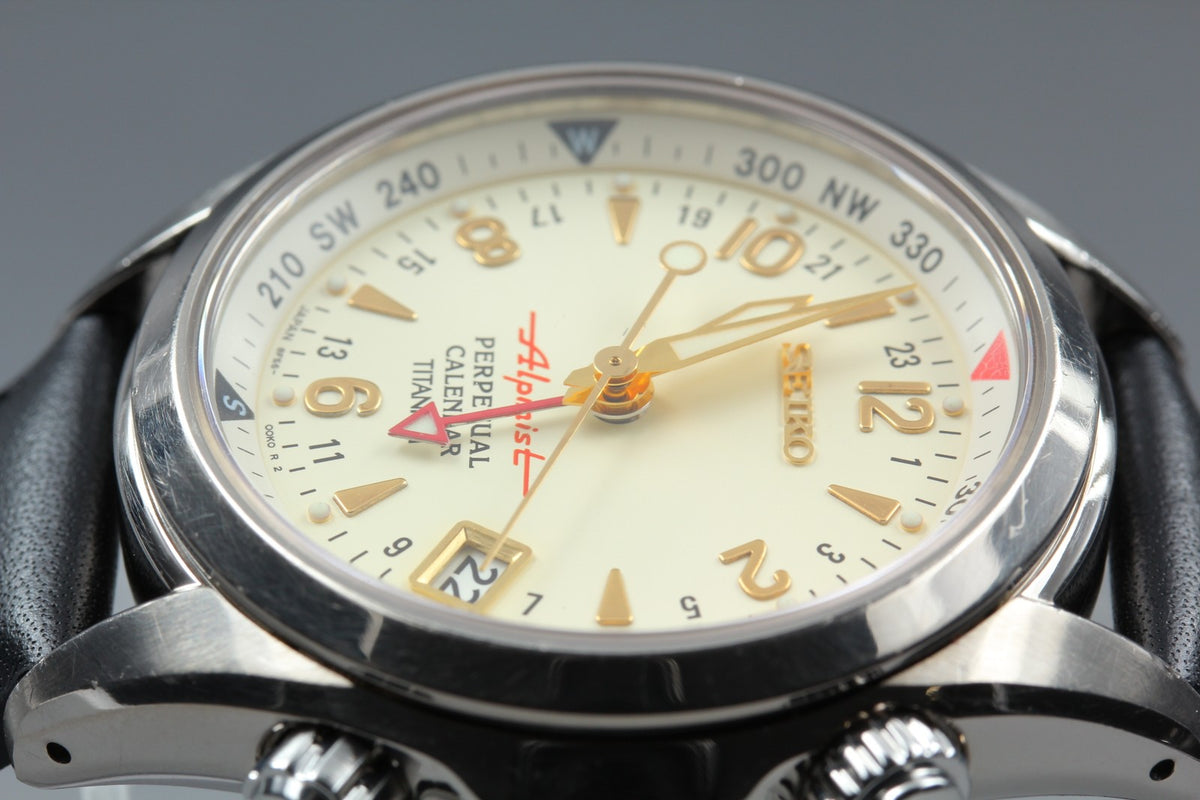 [Serviced] SEIKO Alpinist 8F56-00D0 SBCJ031 Ivory Titanium Men's Watch JAPAN