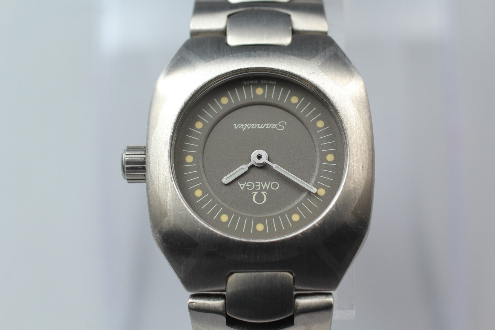New Batt OMEGA Seamaster Polaris Titanium Cal.1450 Gray Women's Watch 22mm JAPAN