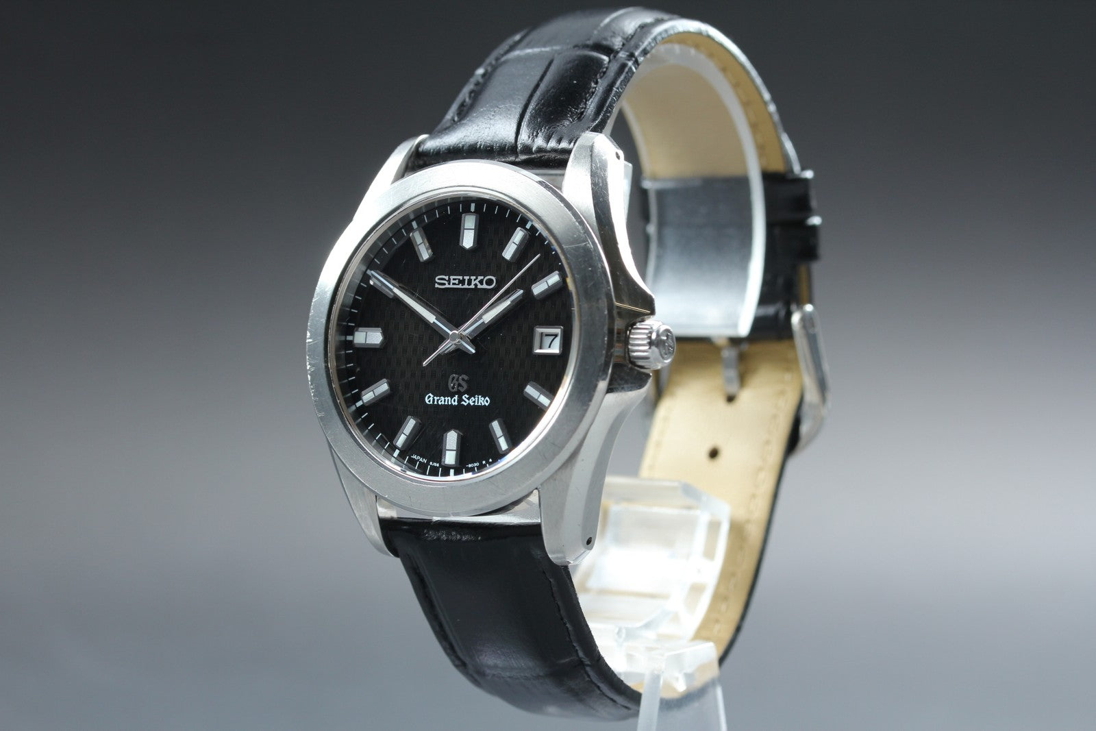 [Exc+5] Grand SEIKO GS 8J56-8020 SBGF021 Black Date Men's Quartz Watch JAPAN