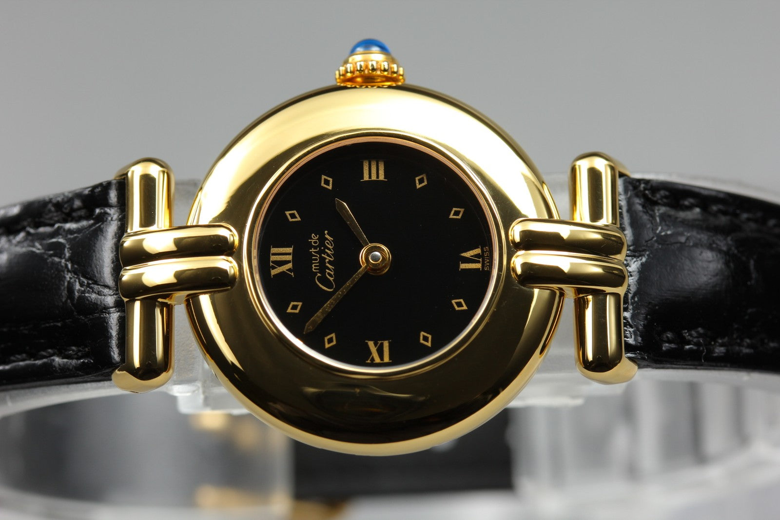 Vintage Cartier Must Colisee Vermeil 590002 Black Gold Women's Quartz Watch