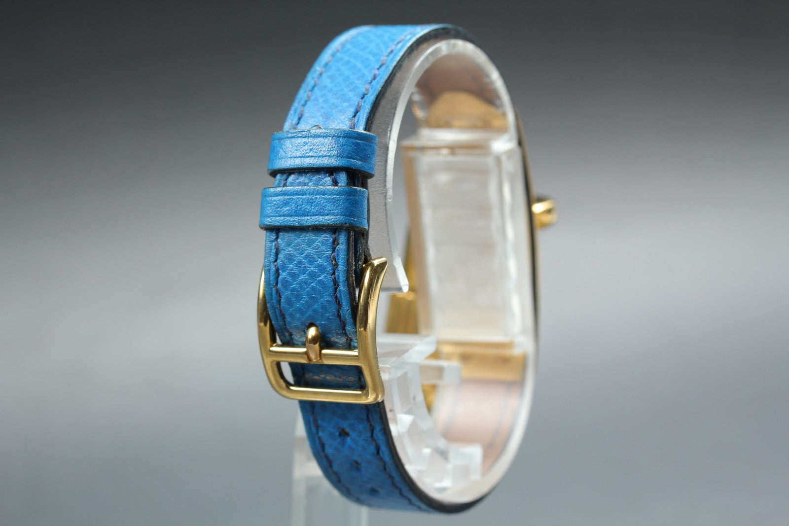 Vintage [Overhauled] HERMES Kelly Watch Gold Dial Blue "W" Woman's Quartz Watch
