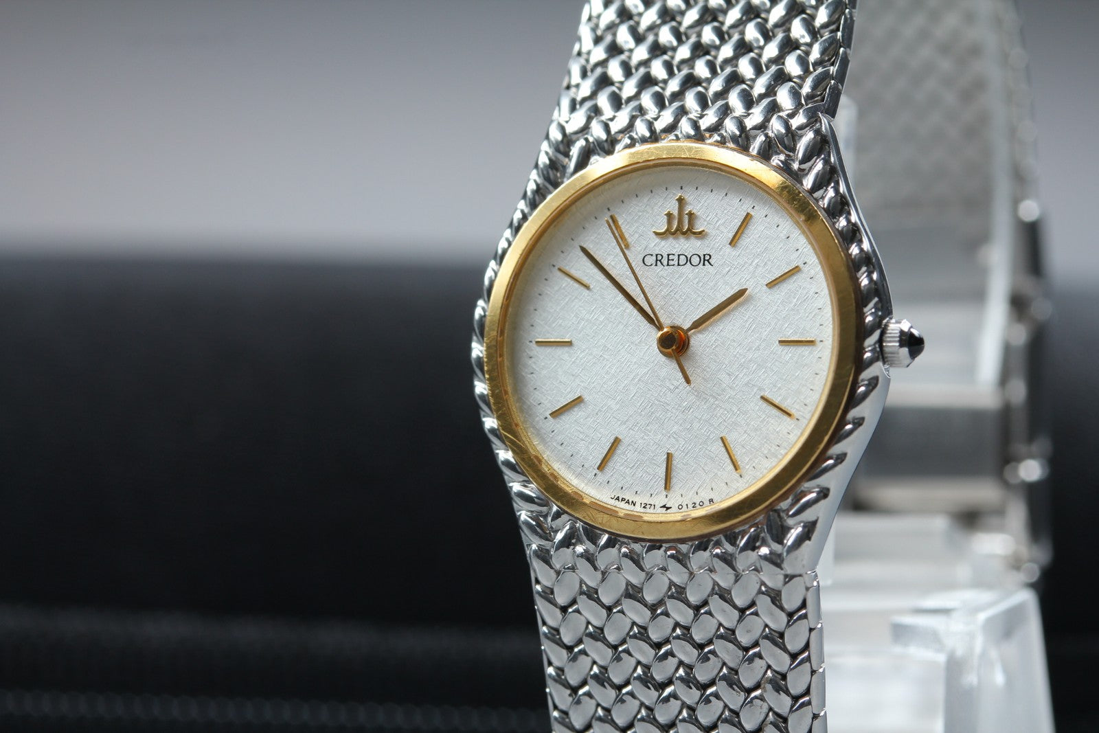 Vintage [Exc+5] SEIKO Credor 1271-0060 23mm Silver Gold Quartz Women's Watch