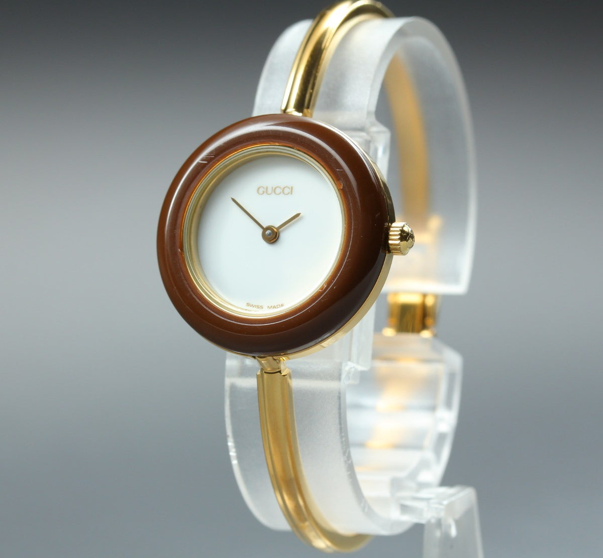 Gucci Change Bezel 11/12.2 Brown Bezel Gold Women's Quartz Watch Vintage