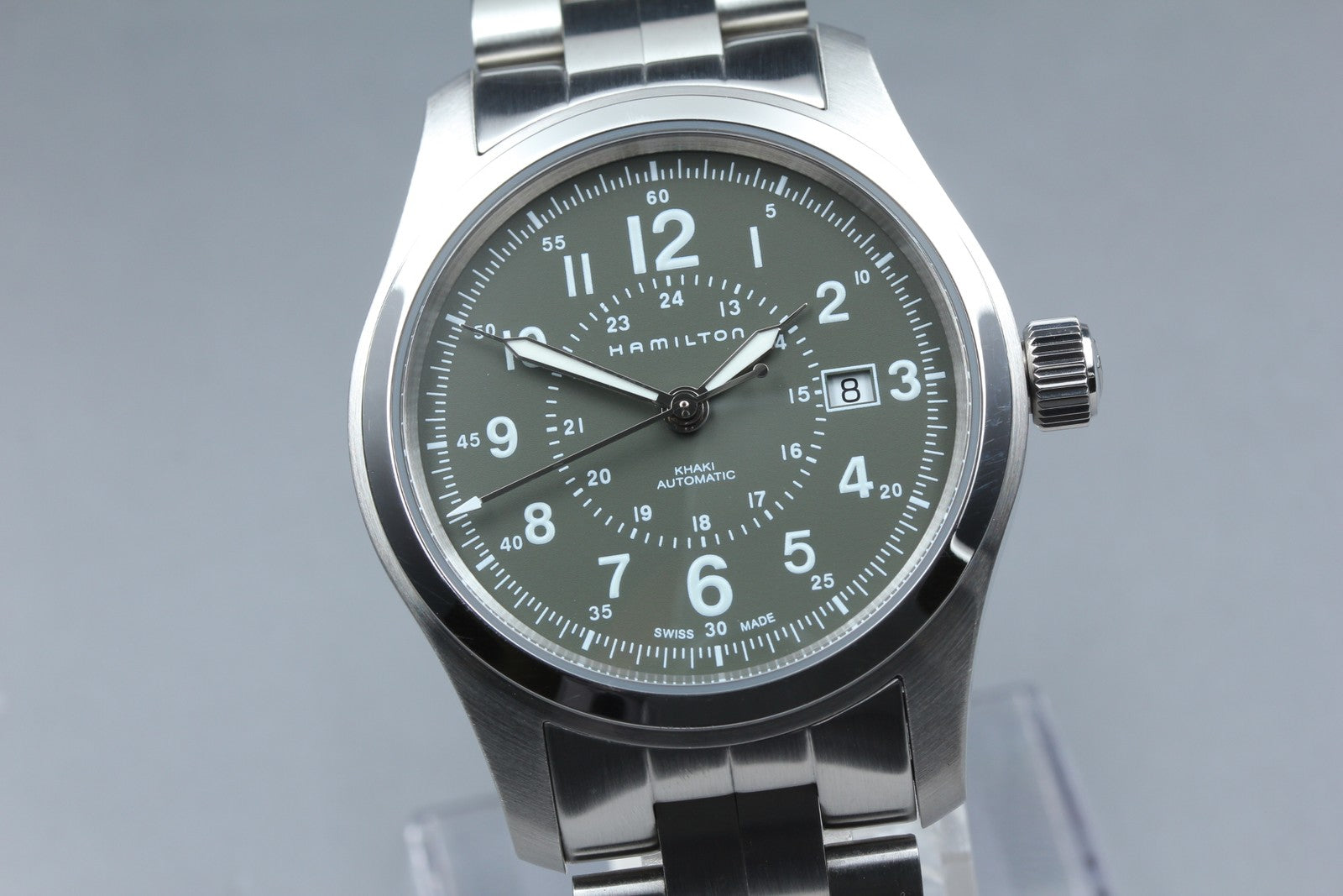 [Near MINT- Box] Hamilton Khaki Field H706050 Green Date 42mm AT Men's Watch