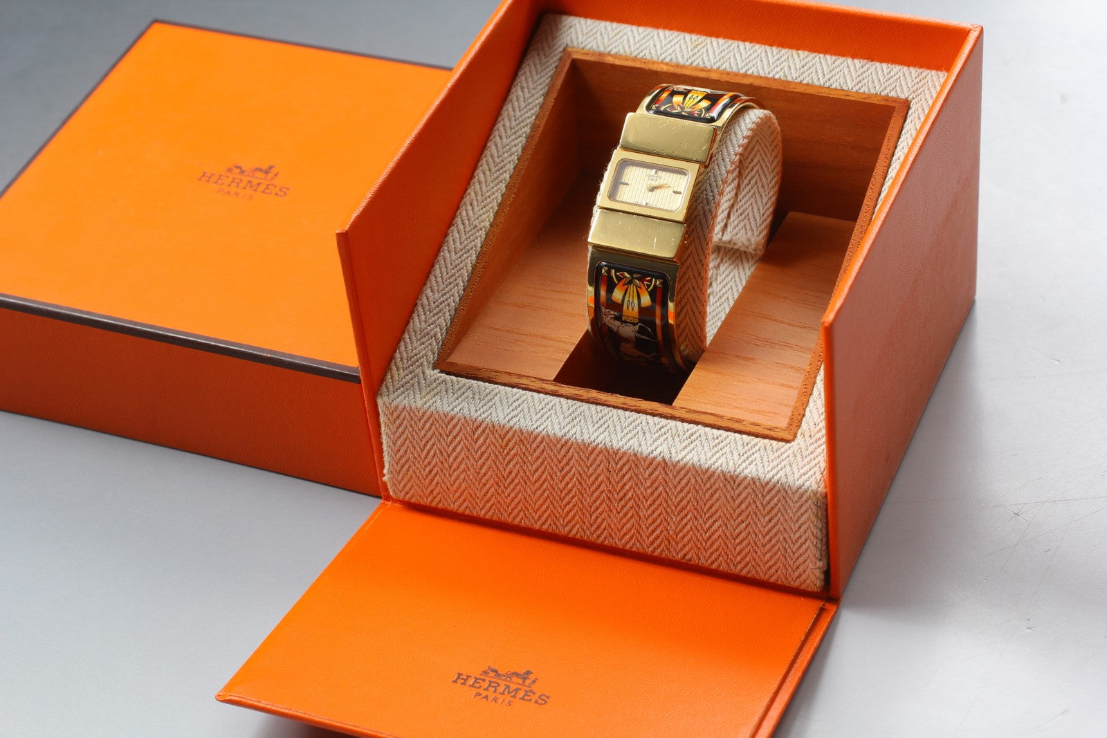 Vintage [Exc+5 Box] HERMES Loquet L01.201 Gold 19mm Womans Quartz Watch