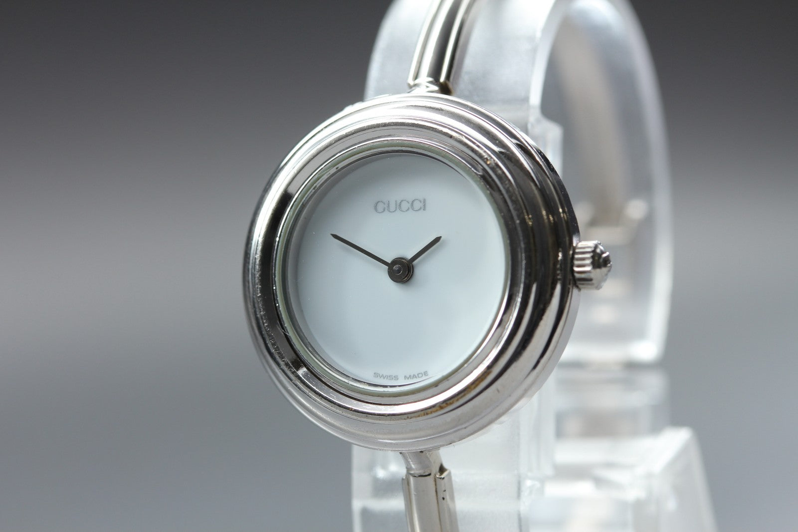Vintage Gucci Change Bezel 11/12.2 Silver White Dial Women's Qz Watch [15.25cm]