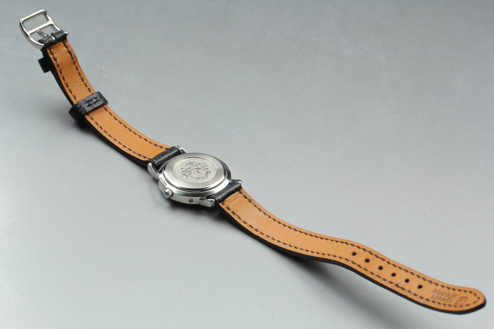 [Exc+5 Box] Hermes Clipper CL4.210 24mm "F" Silver Black Woman's Quartz Watch