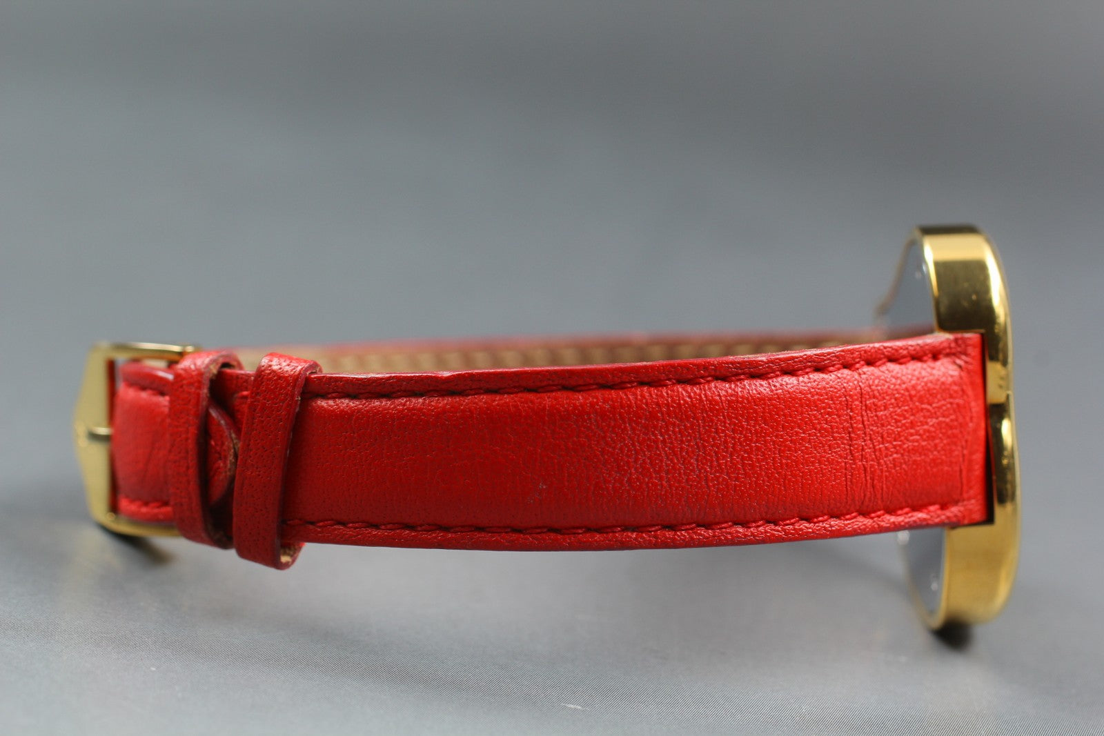 [Exc+5] Yves Saint Laurent Heart Gold Red 30mm Women's Watch Quartz JAPAN