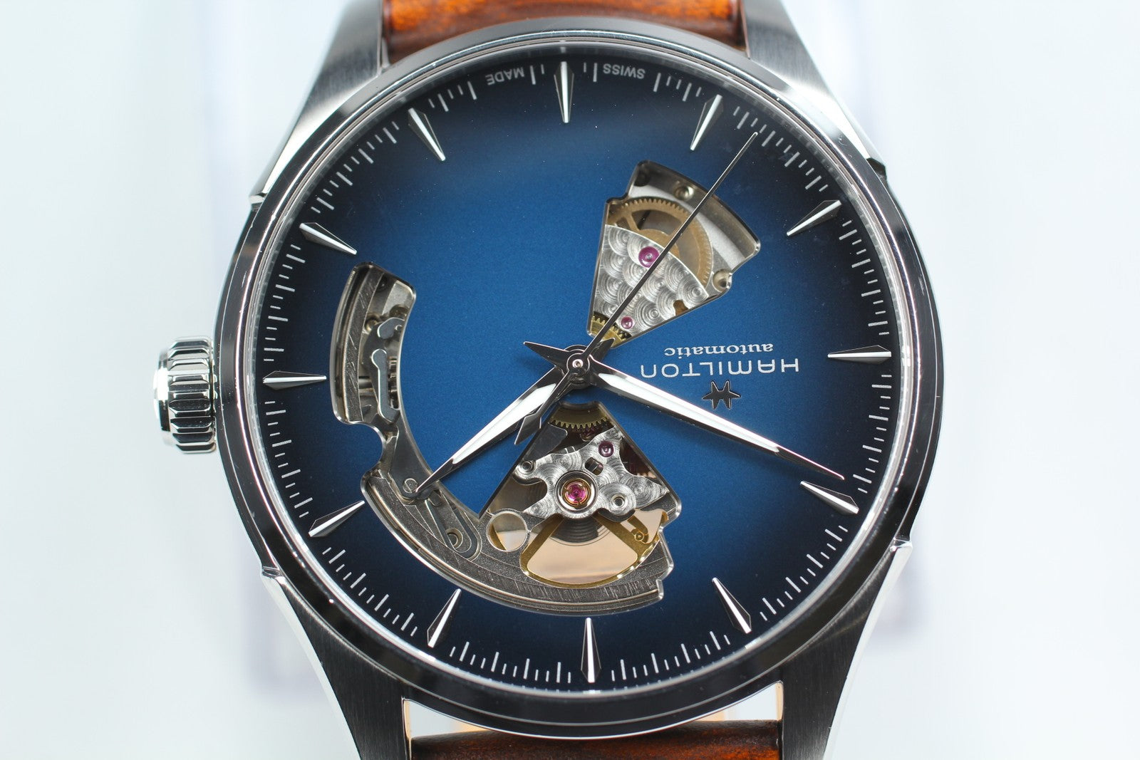 HAMILTON Jazzmaster Open Heart H326750 Blue Brown 39mm AT Men's Watch [Box]