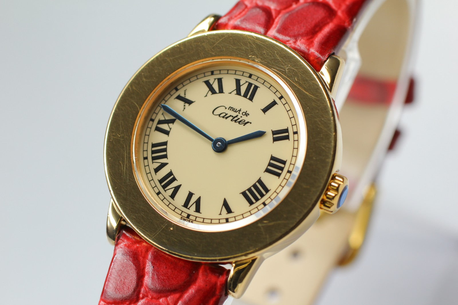 Vintage [Exc+5] Cartier Must Ronde de Cartier 1801 Red 22mm Women's Quartz Watch