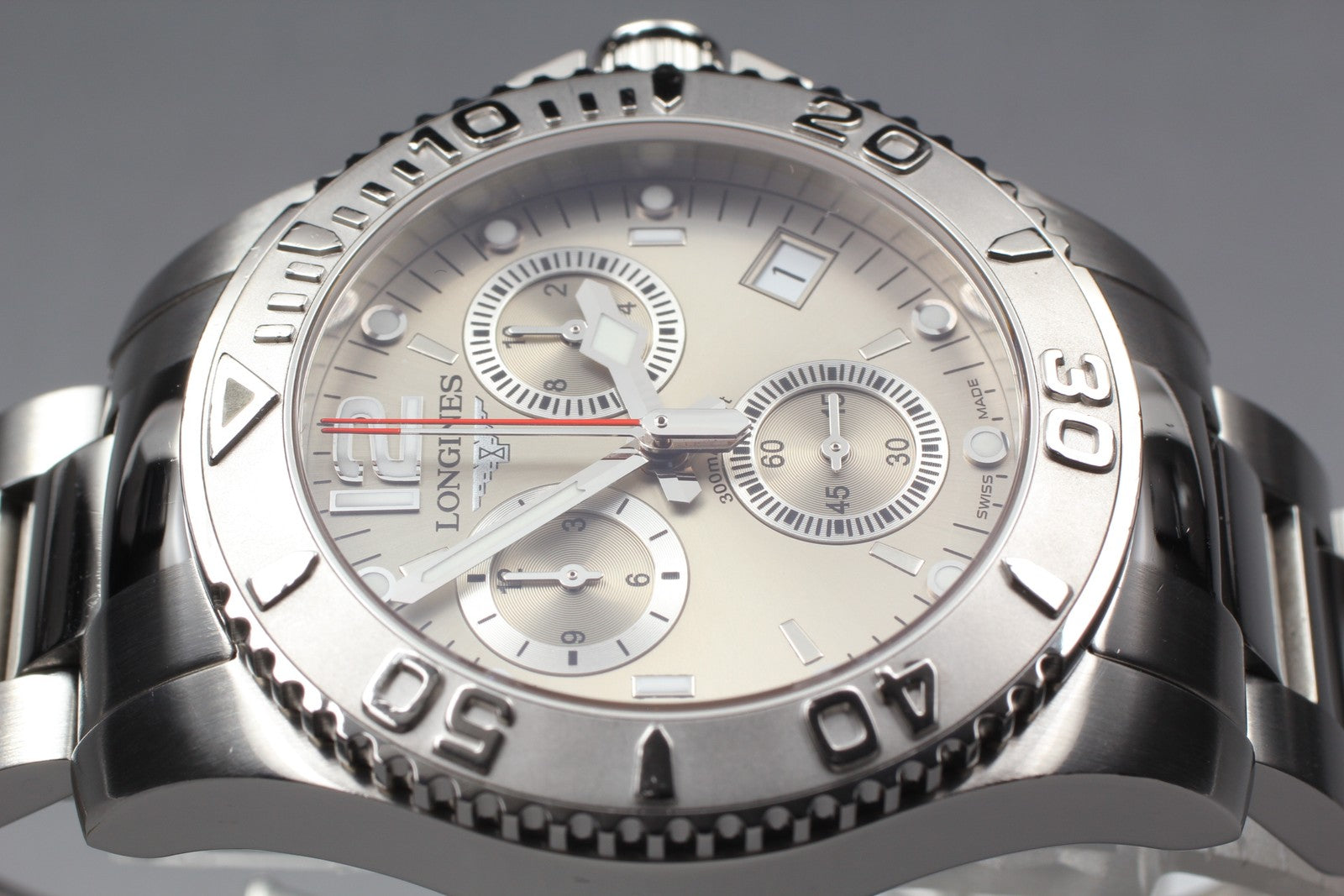 [Exc+5] LONGINES HydroConquest L3.672.4 Silver 40mm Qz Chronograph Men's Watch