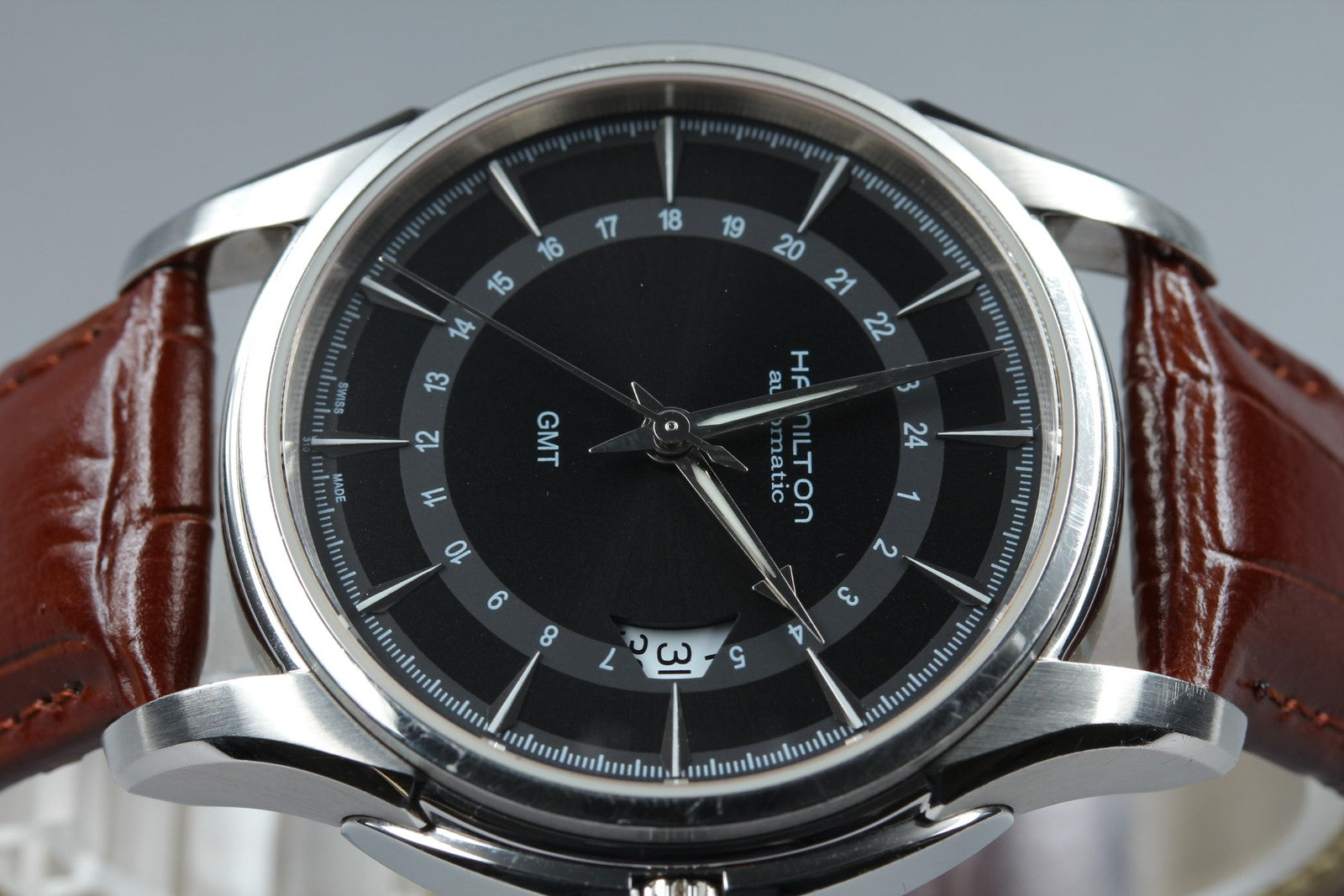Hamilton Jazzmaster Traveler GMT Automatic Black Dial Men's Watch 42mm JAPAN