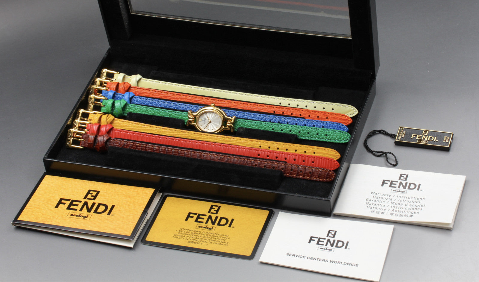 Vintage FENDI 640L Chameleon 7 Colors Belt Gold Women's Quartz Watch  [w /Box]