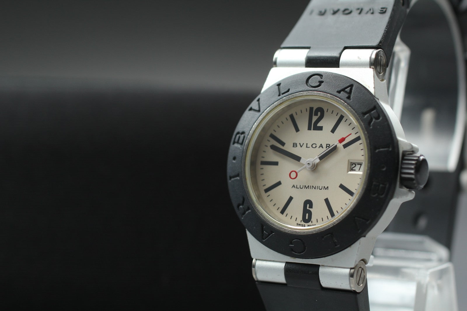 [Exc+5] BVLGARI Alminium AL29TA Silver Black 29mm Women's Quartz Watch JAPAN