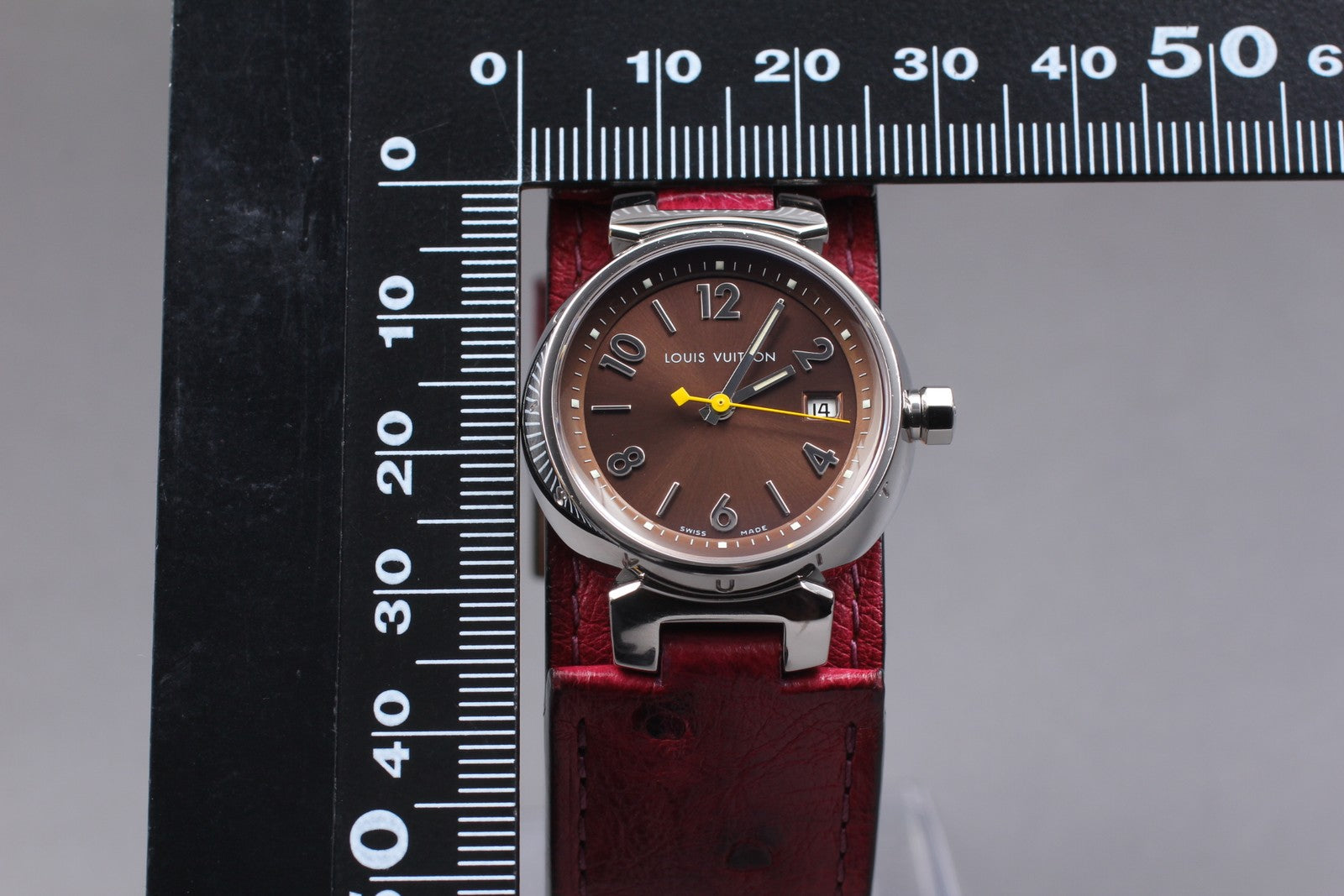 [Near MINT Box] Louis Vuitton Tambour Q1211 Red Brown 28mm Women's Quartz Watch