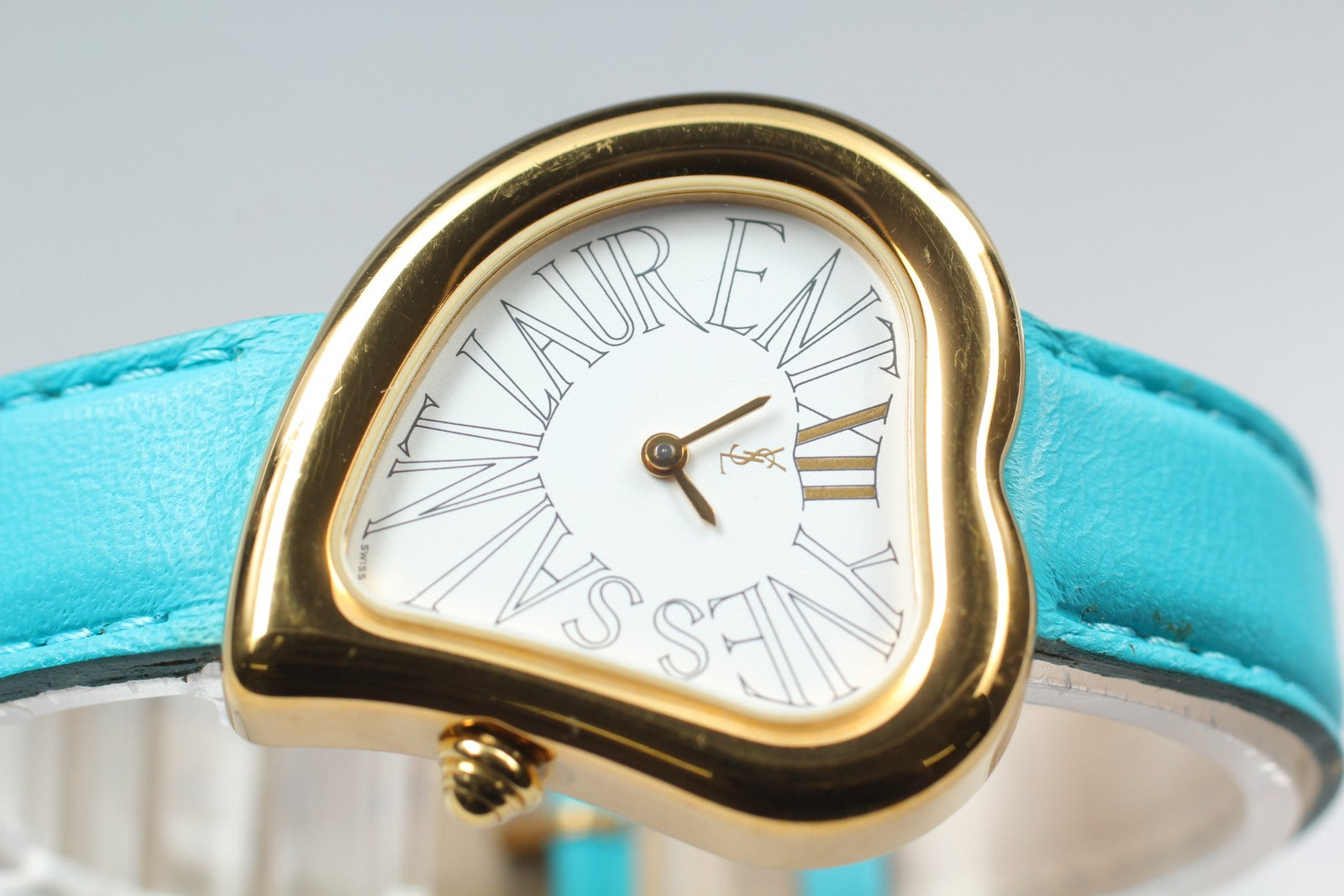 [Exc+5 Box] Yves Saint Laurent Heart Gold Turquoise 30mm Women's Watch Quartz