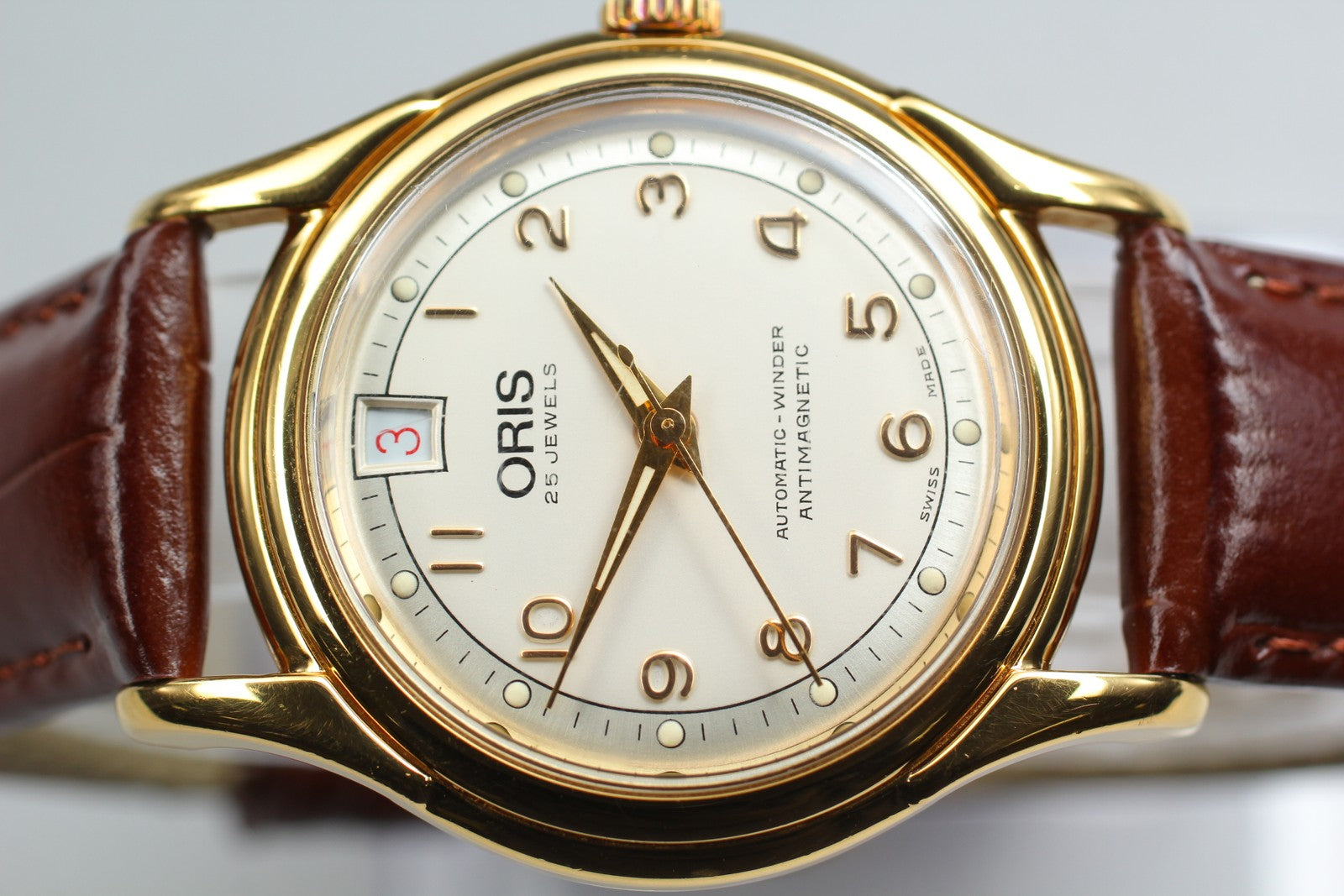 Vintage ORIS 7317 Automatic Date Gold Men's Watch 33mm JAPAN